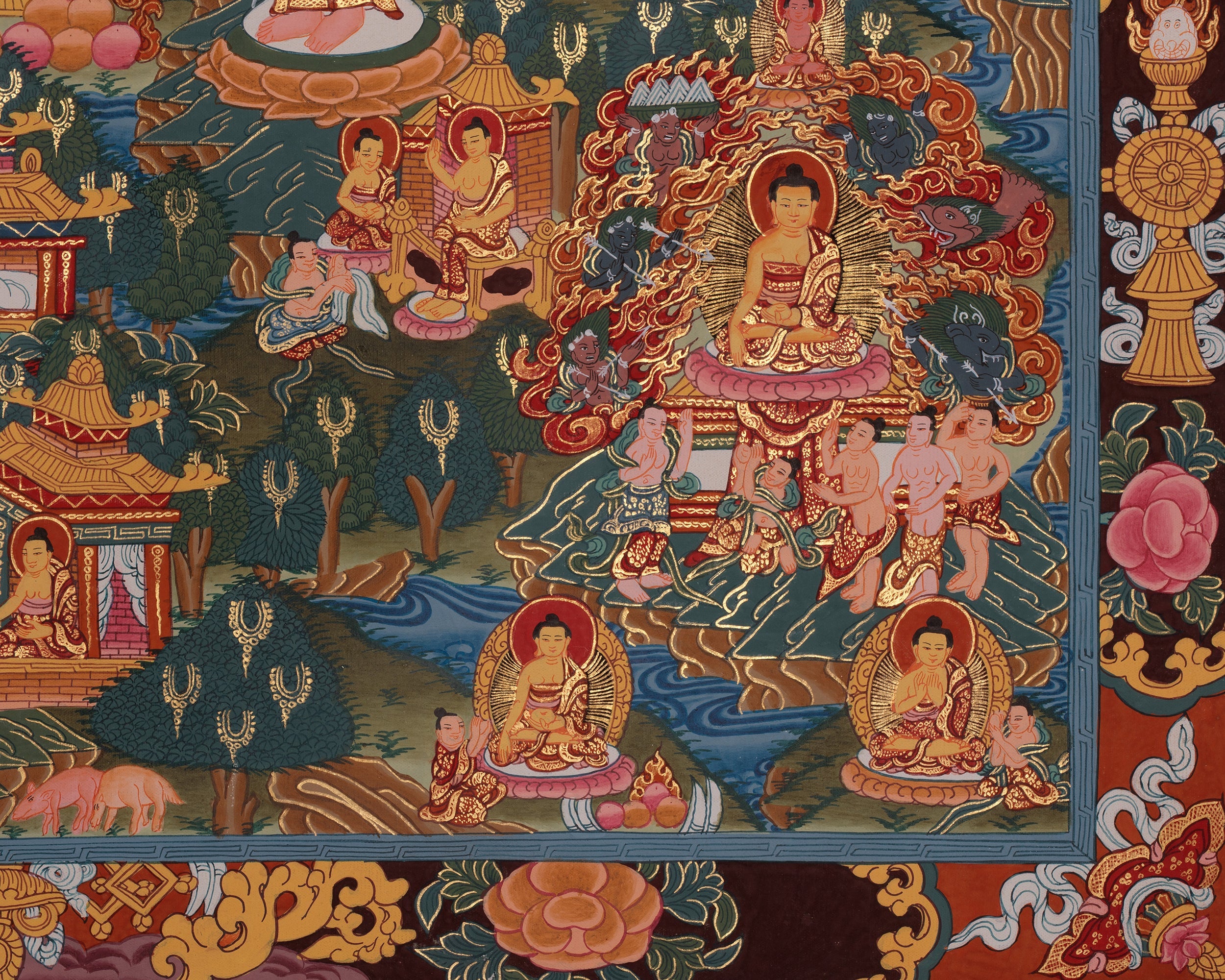 Sacred Buddha Life Story Artwork | Traditional Journey of Shakyamuni Buddha’s Enlightenment