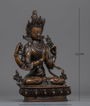Oxidized Chenrezig Figurine | Embrace Divine Compassion and Mercy
