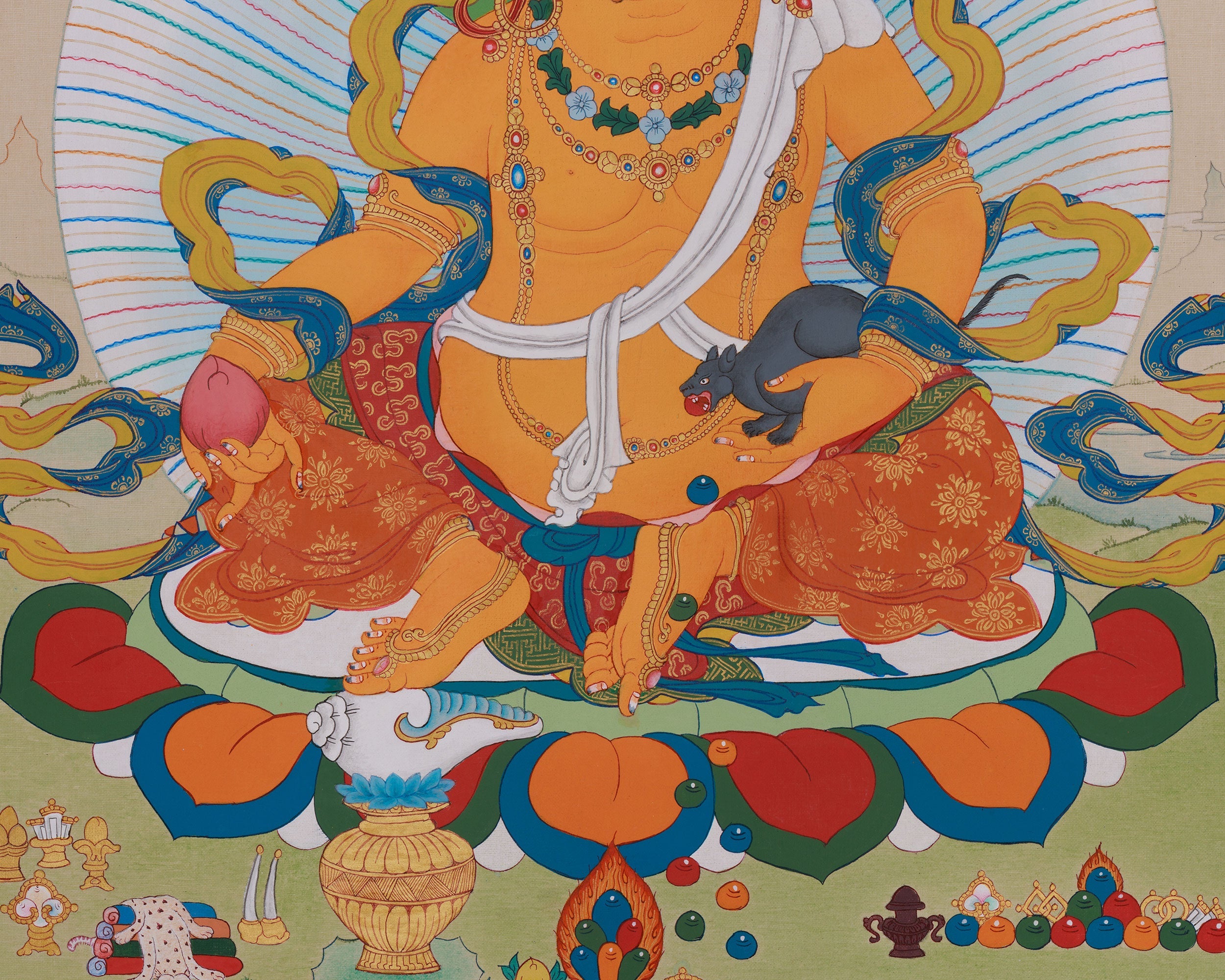 Guardian of Prosperity Dzambhala Thangka | A Sacred Symbol of Wealth and Blessings