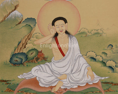 Tibetan Siddha Milarepa Thangka | Buddhist Art of the Enlightened Yogi