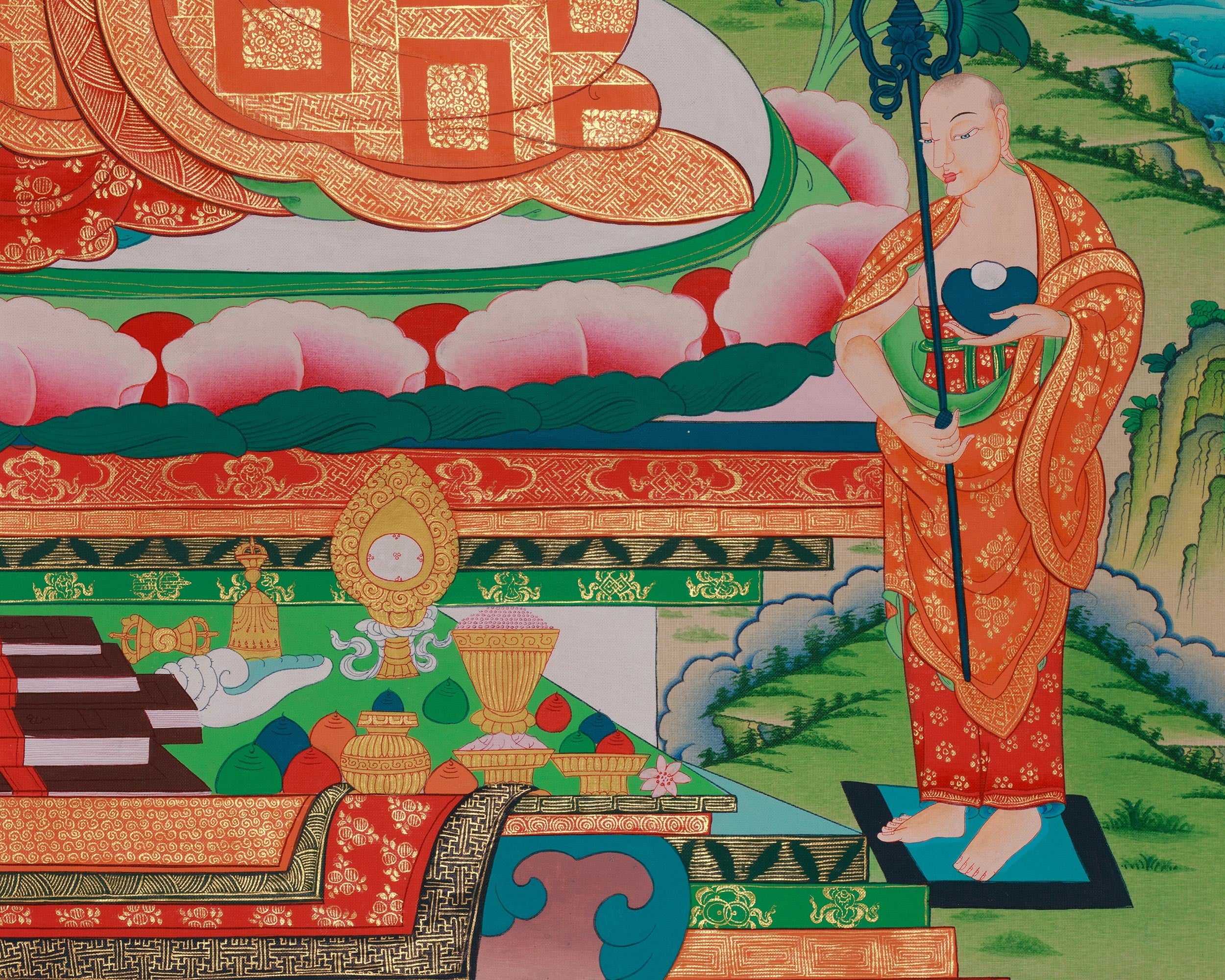 Shakyamuni Buddha With Five Dhyani Buddhas Thangka | Enlightenment and Wisdom