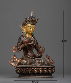 Oxidized Copper Buddhist Statue