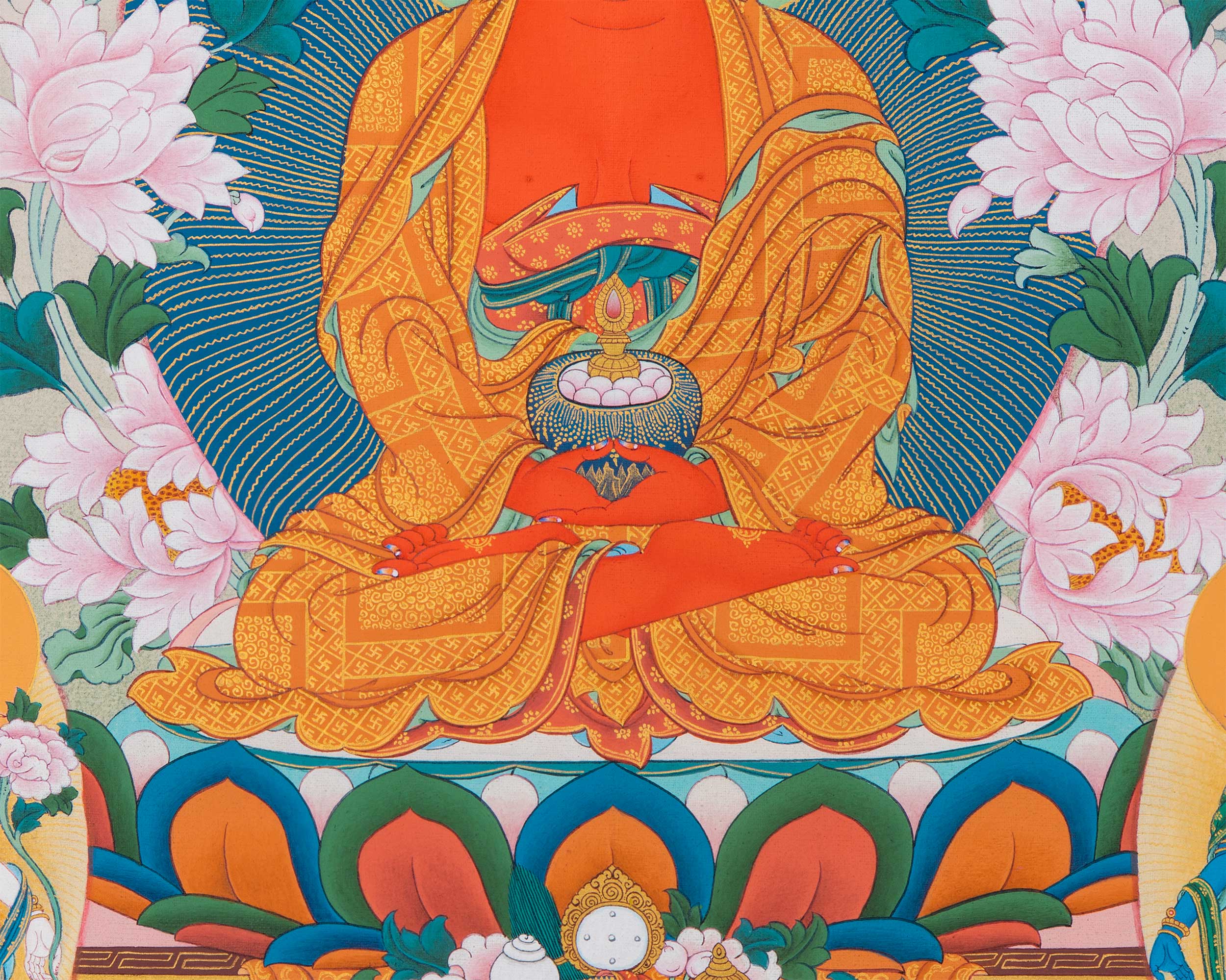 Thangka Print Of Infinite Light Buddha | Amitabha Singham Art For Meditation | Gift Ideas