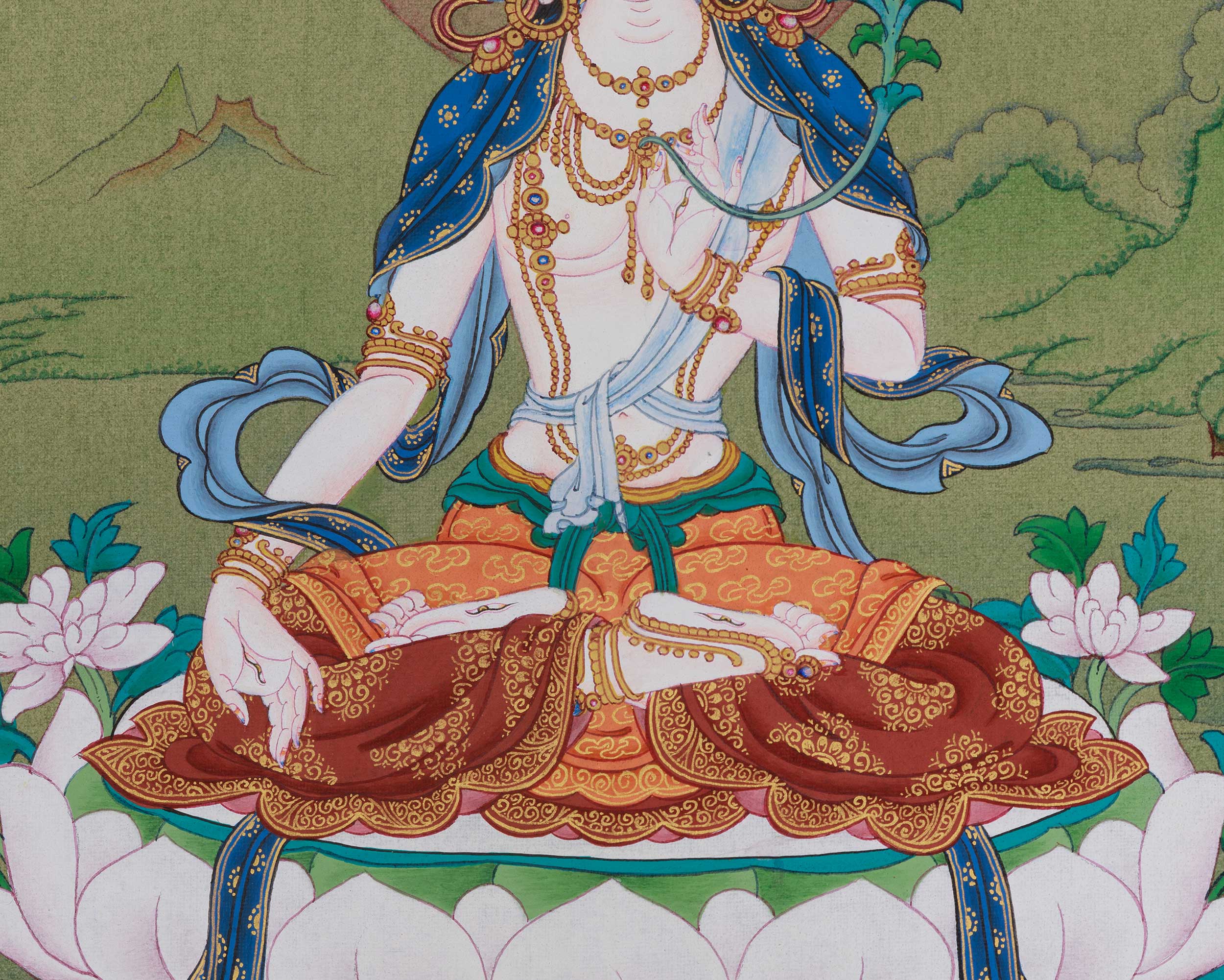 White Tara Bodhisattva of Longevity Thangka | Healing Deity