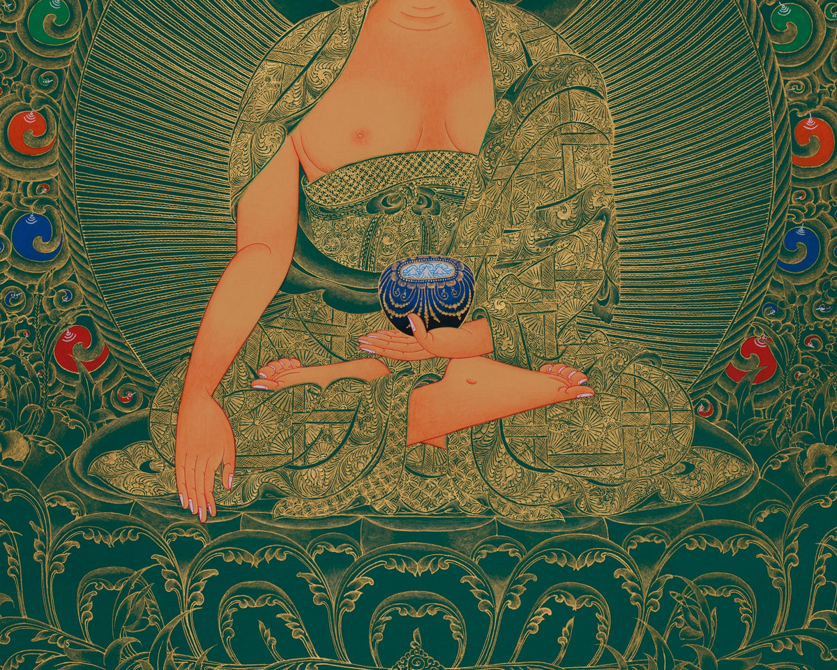 Traditional Shakyamuni Buddha Artwork | Sacred Thangka of Peace and Enlightenment