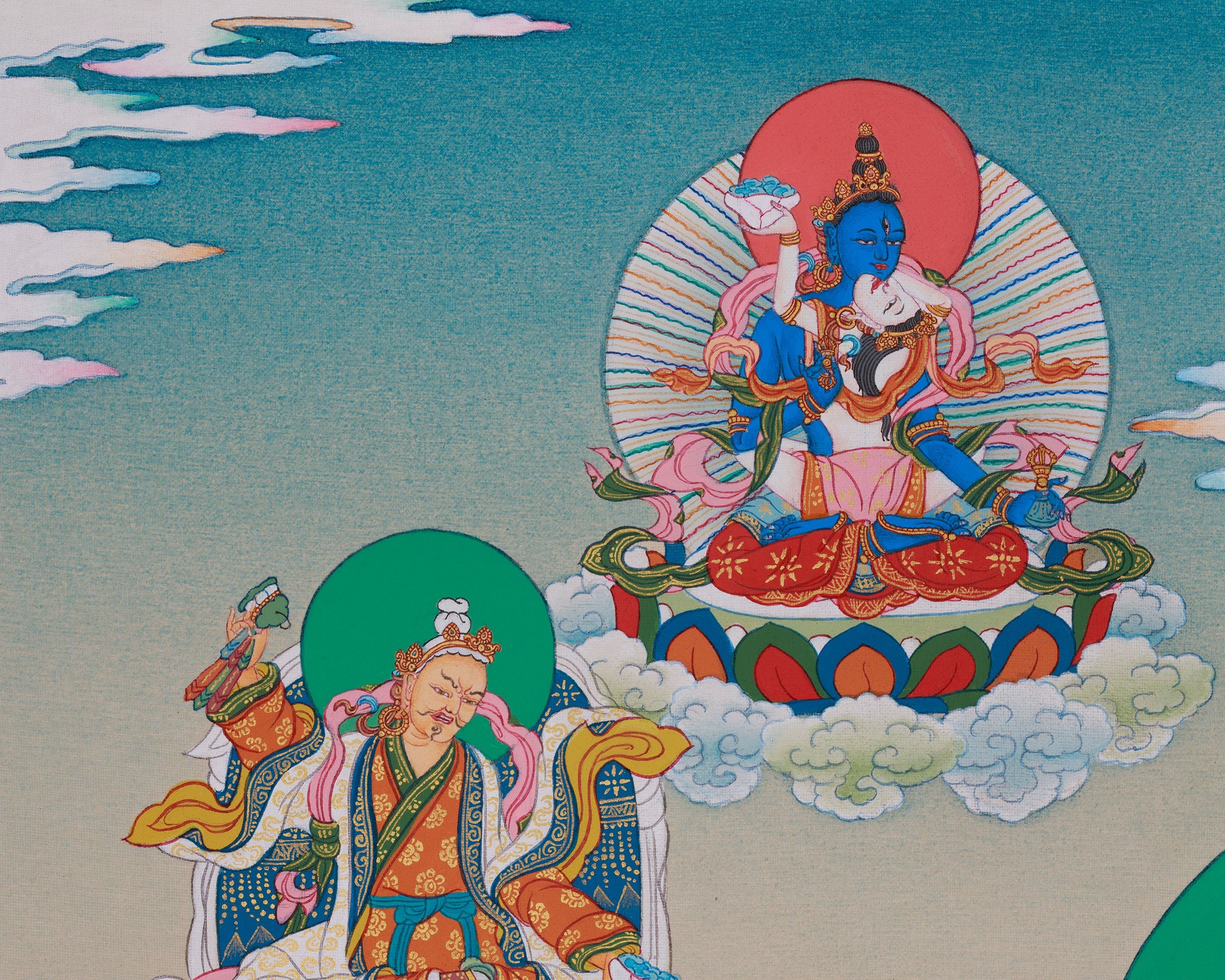 Guru Padmasambhava Art | Tibetan Buddhist Thangka Painting for Vajrayana Altar