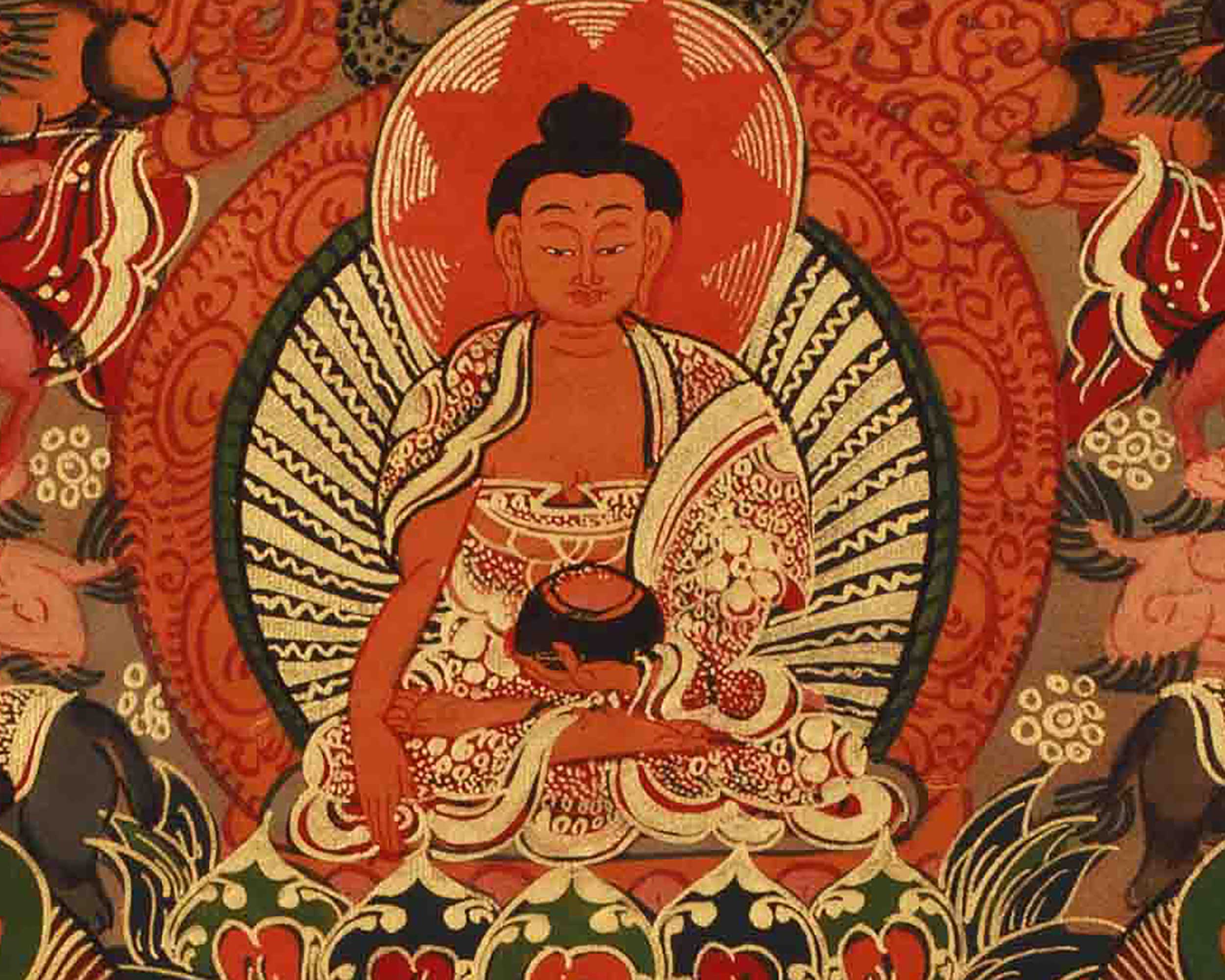 Sacred Buddha Life Story Art | Birth, Enlightenment, and Teaching of Dharma Thangka