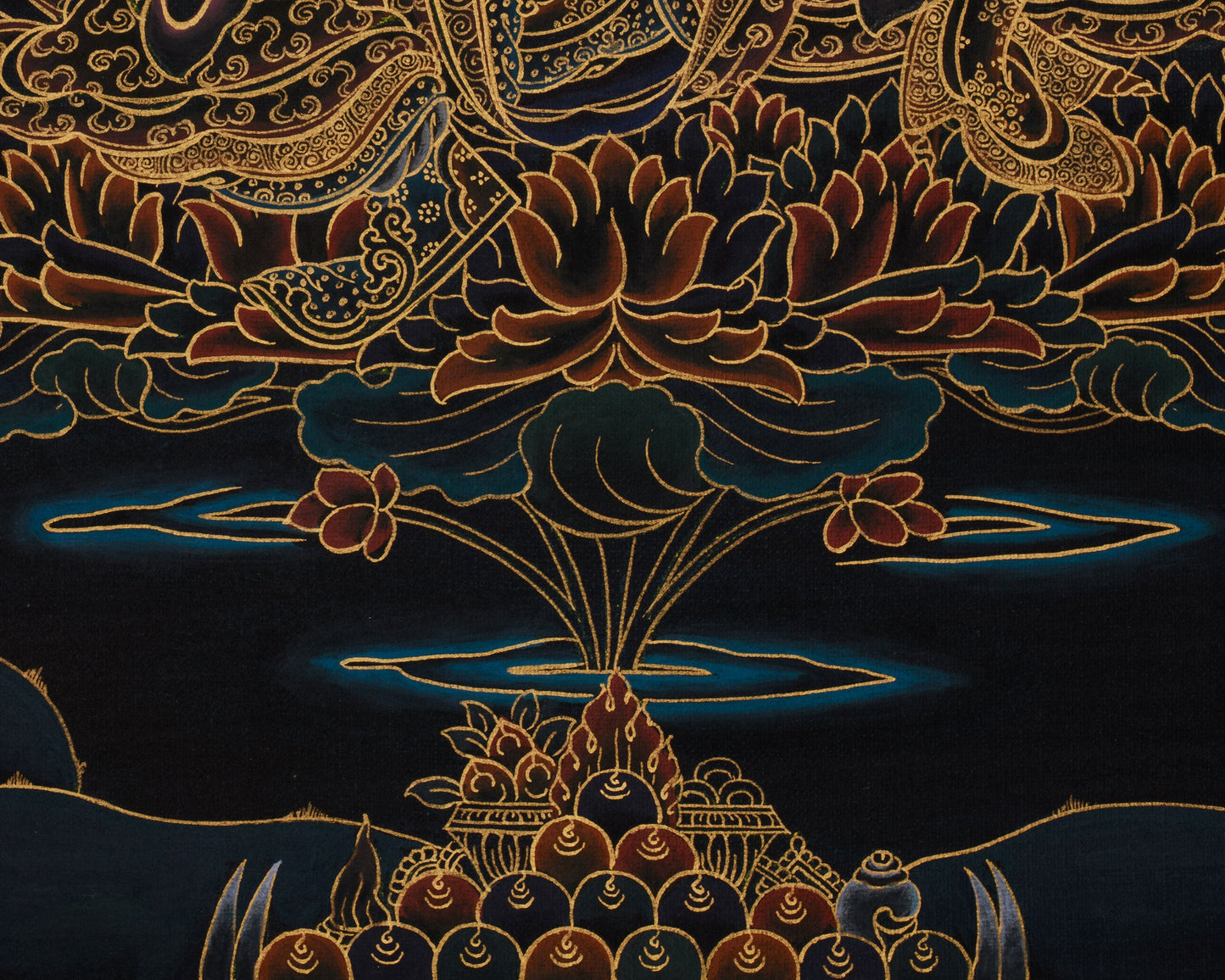 Gold Thangka of Guru Rinpoche | Precious Teacher of Tibetan Buddhism