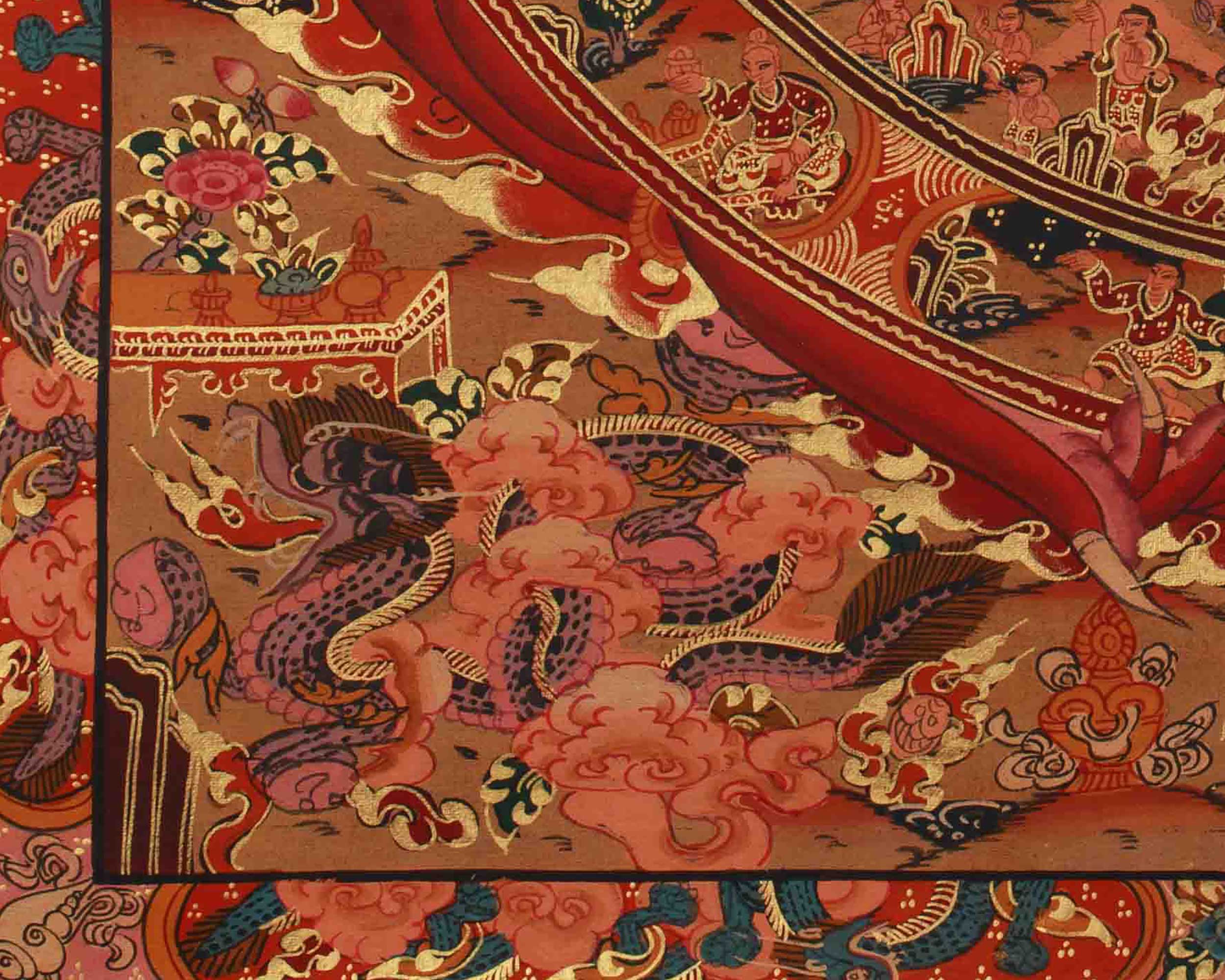 Traditional Bhavachakra Mandala Art | Hand-Painted Wheel of Life Thangka