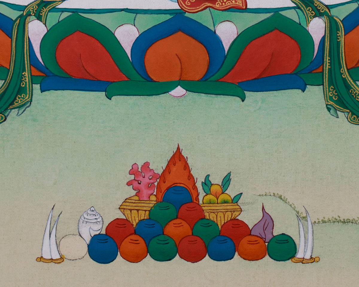 Original Tibetan White Tara Painting | Female Bodhisattva of Healing
