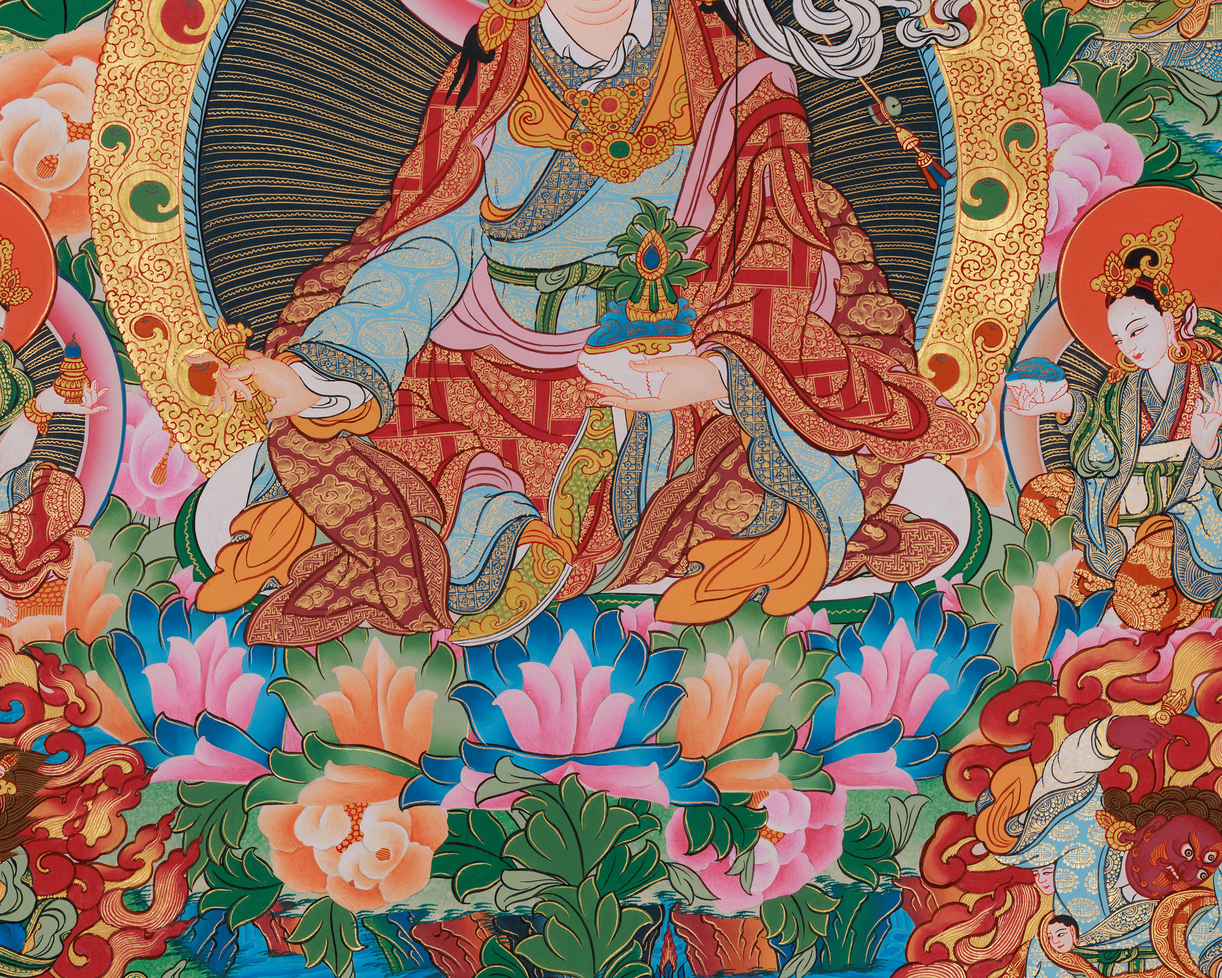 Precious Guru Rinpoche Thangka | Tibetan Buddhist Altar | Lotus Born Master