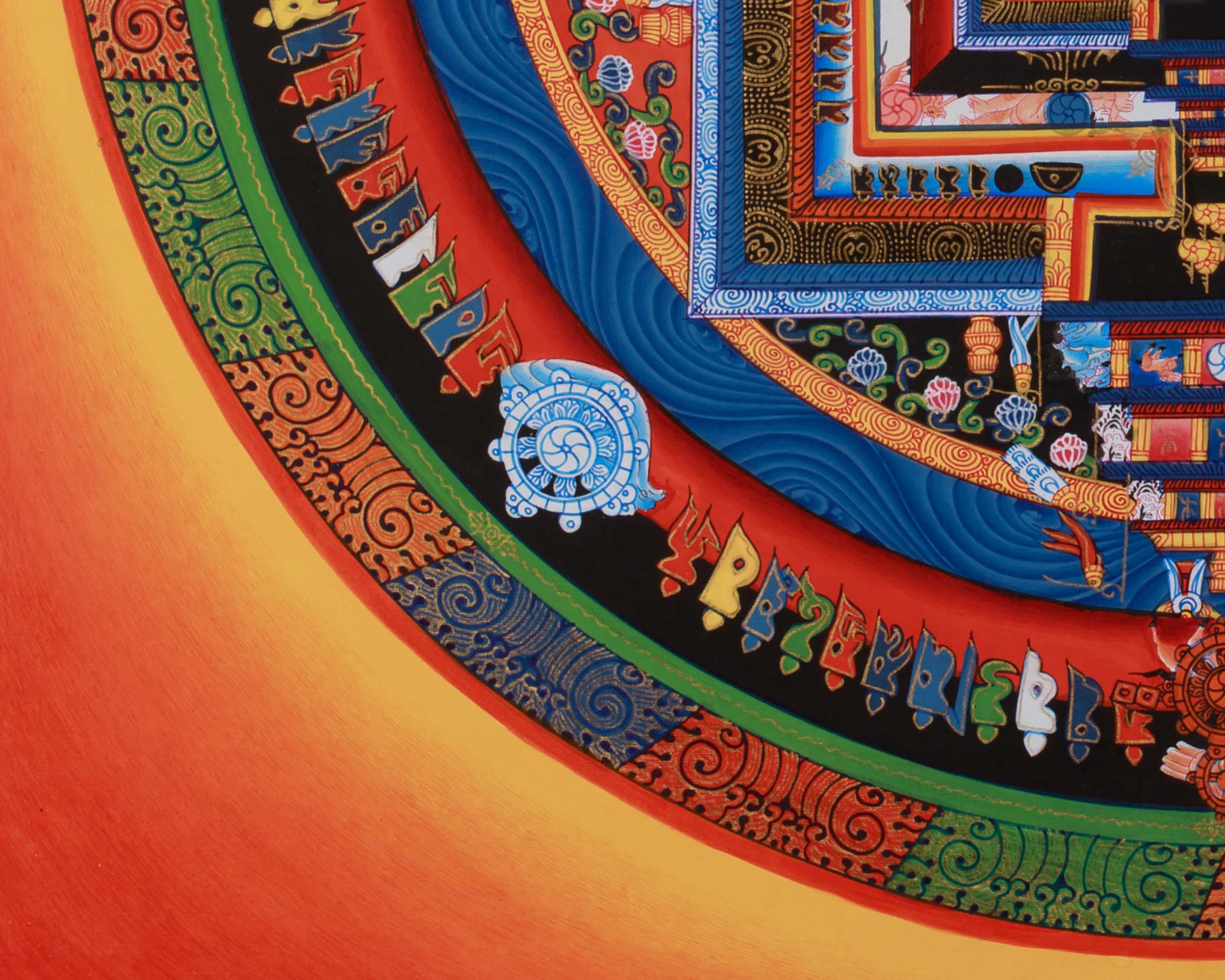 Himalayan Artwork of Kalachakra Mandala | Hand-Painted Buddhist Mandala Thangka