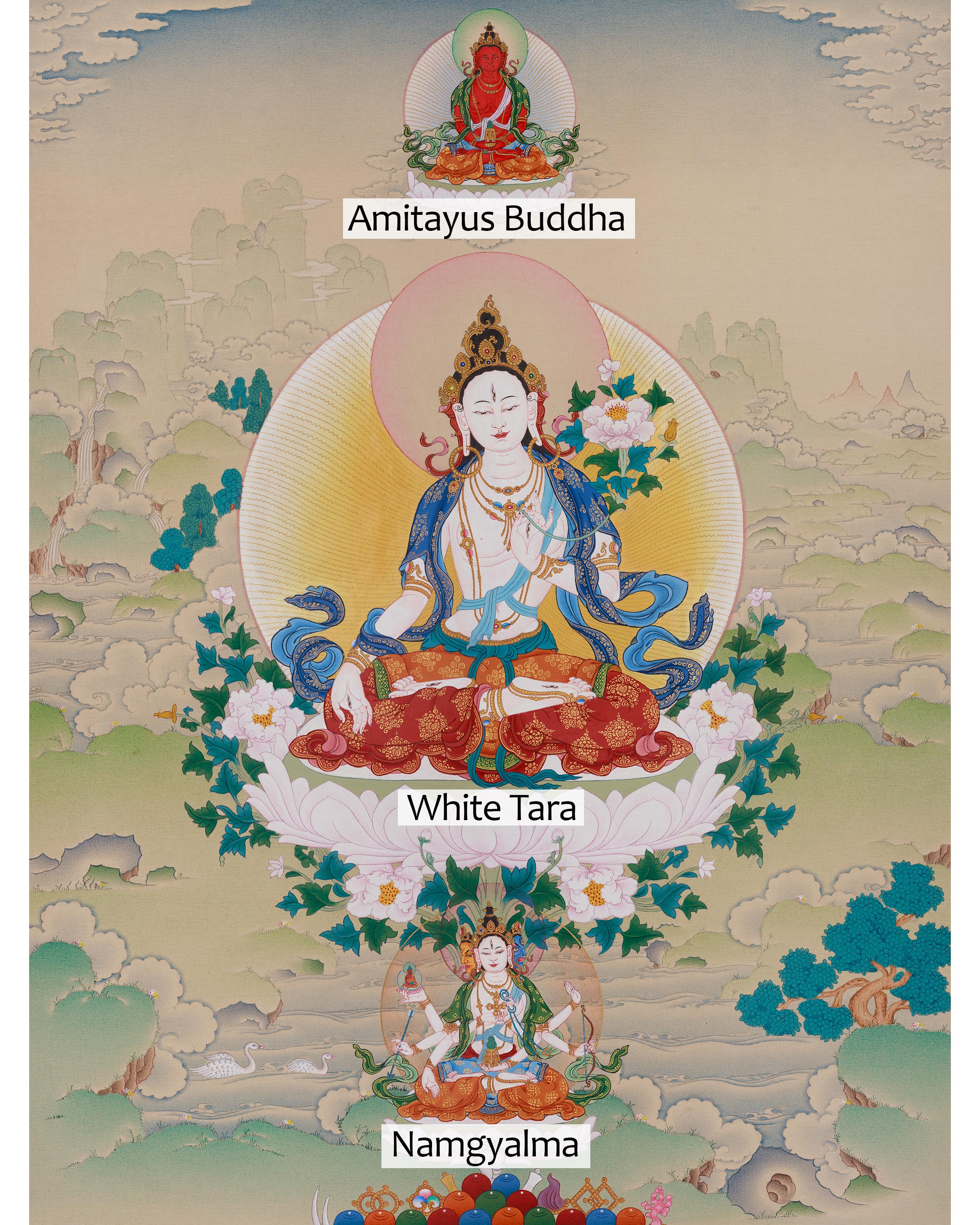 White Tara Tibetan Art | Compassion Goddess | Seven Eyed Goddess