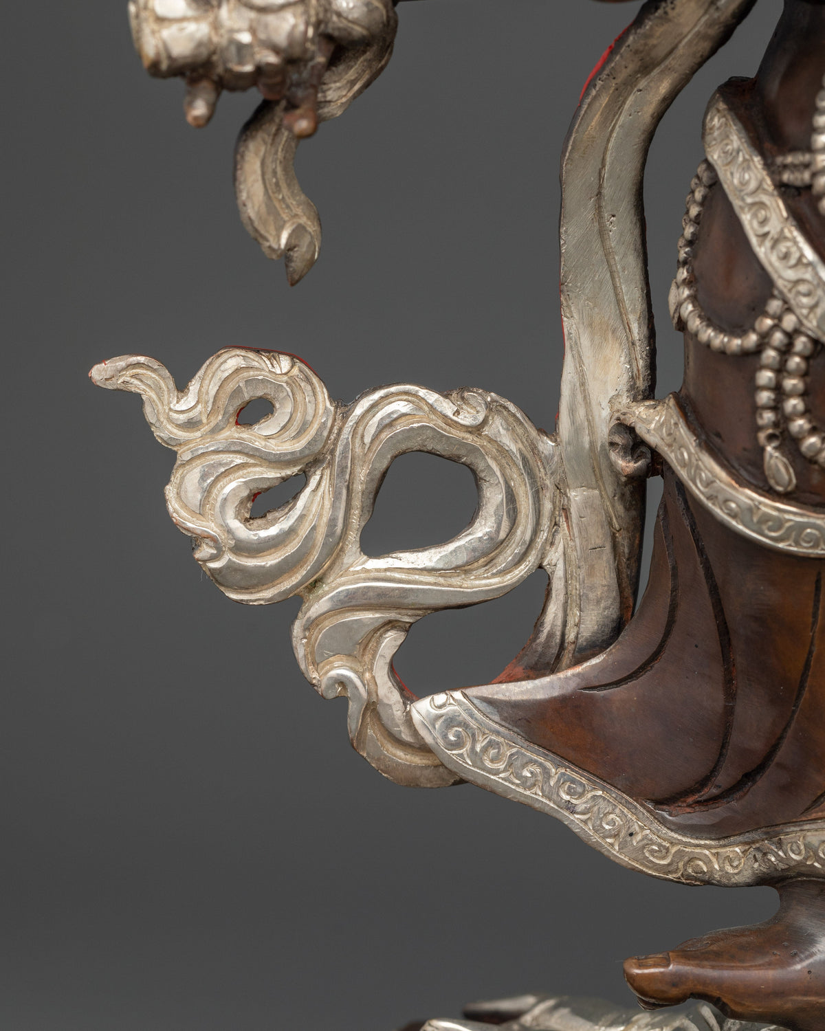 White Mahakala Silver Plated Oxidized Copper Statue | Protector of Purity