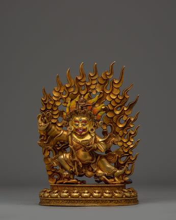 Mahakala Bernagchen Statue in 24K Gold