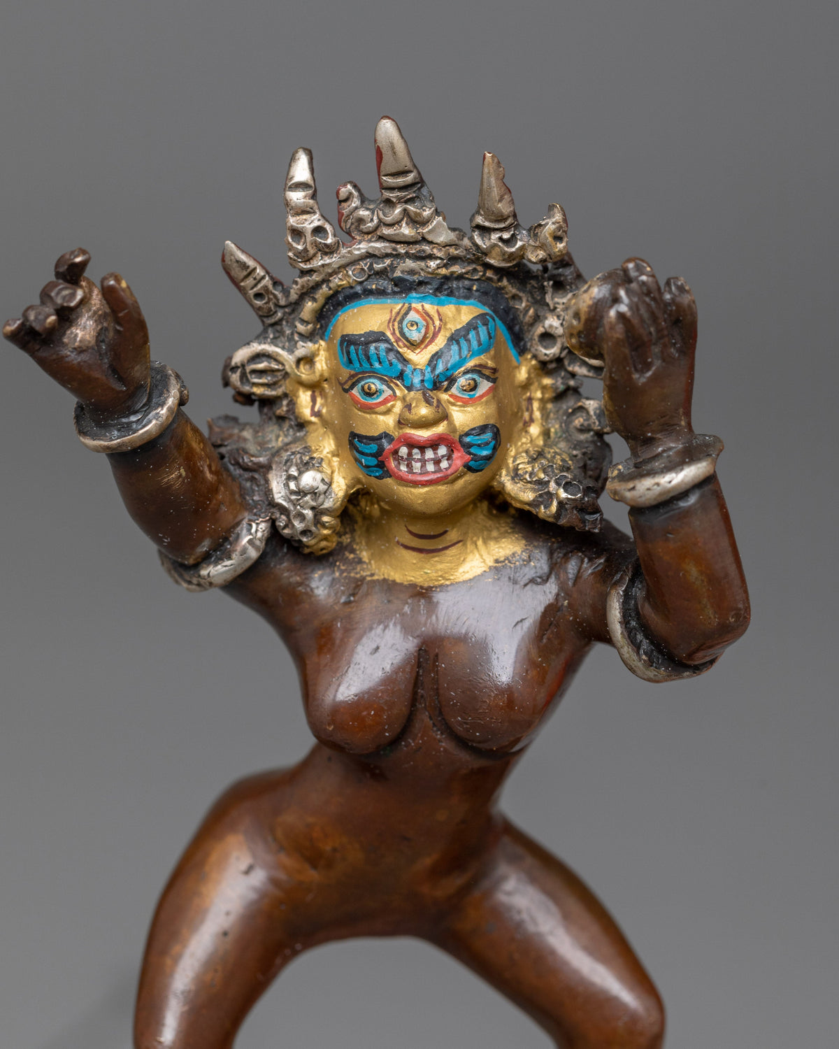 Yama with Consort Statue in Silver | A Powerful Union in Vajrayana Buddhism