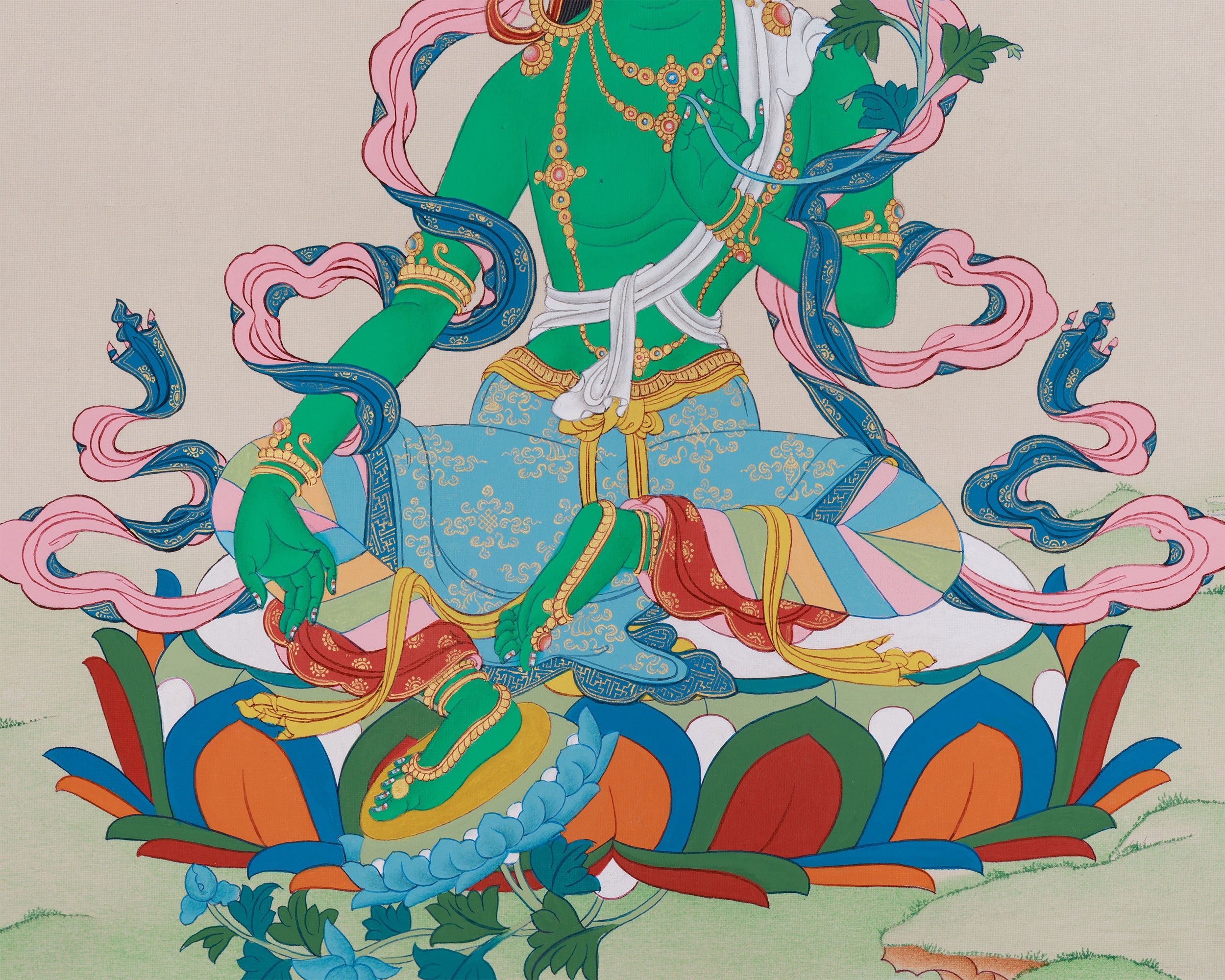 Buddhism Green Tara Painting | The Compassionate Goddess Who Removes Fear and Grants Healing