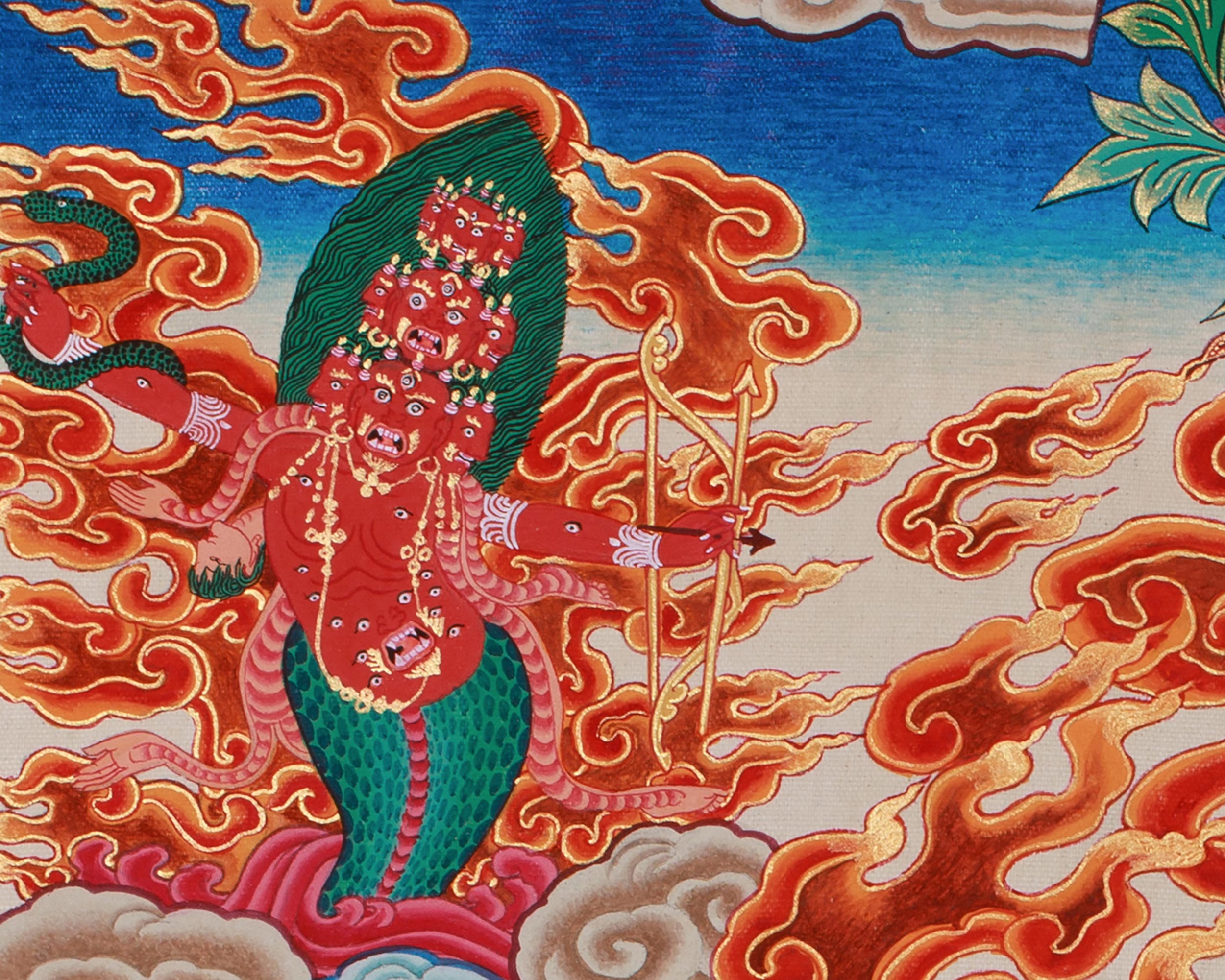4-Armed Mahakala Painting | Fierce Protector Deity of Wisdom and Power