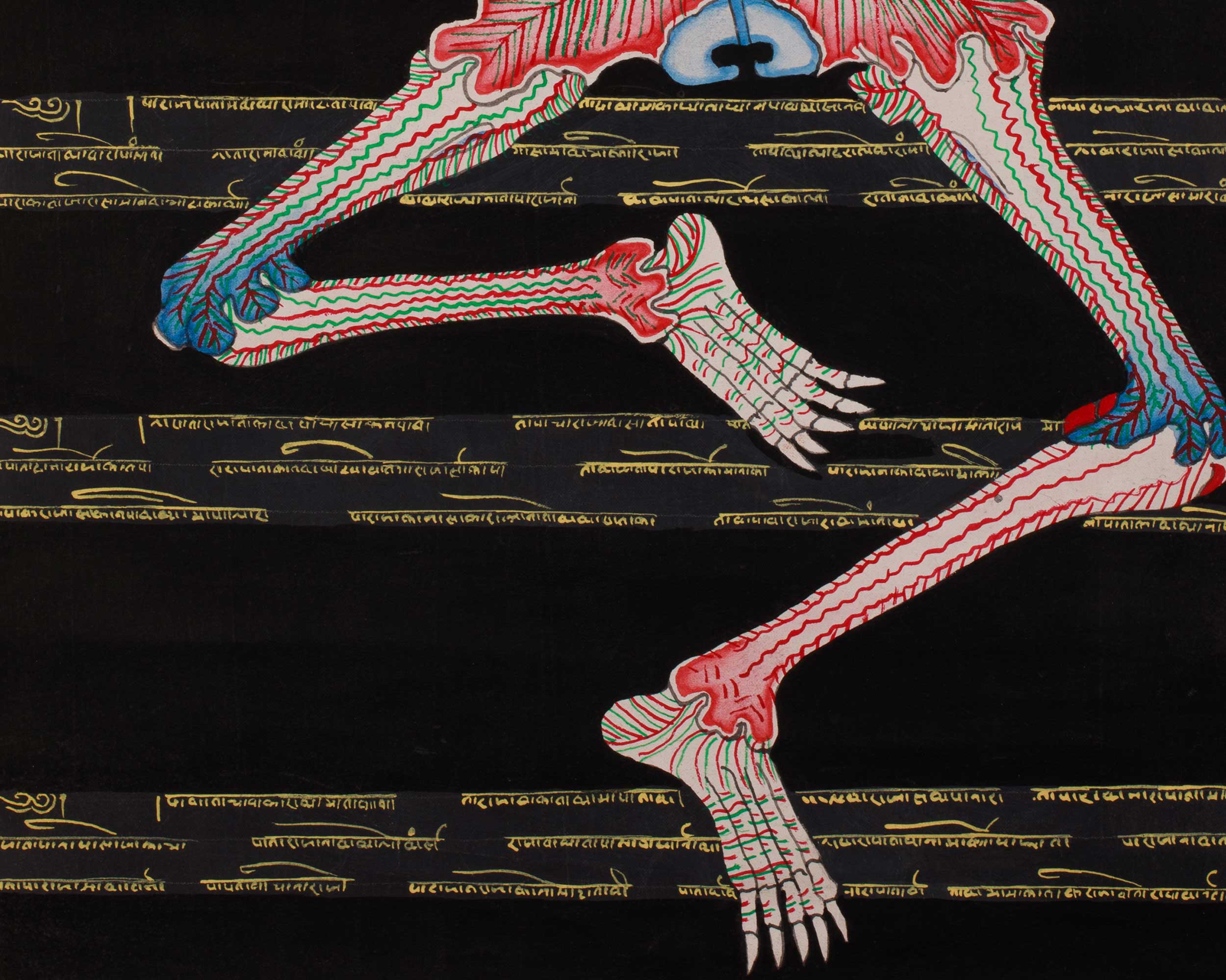 Traditional Thangka of Human Anatomy | Skeletal, Muscular, and Energy Mapping Art