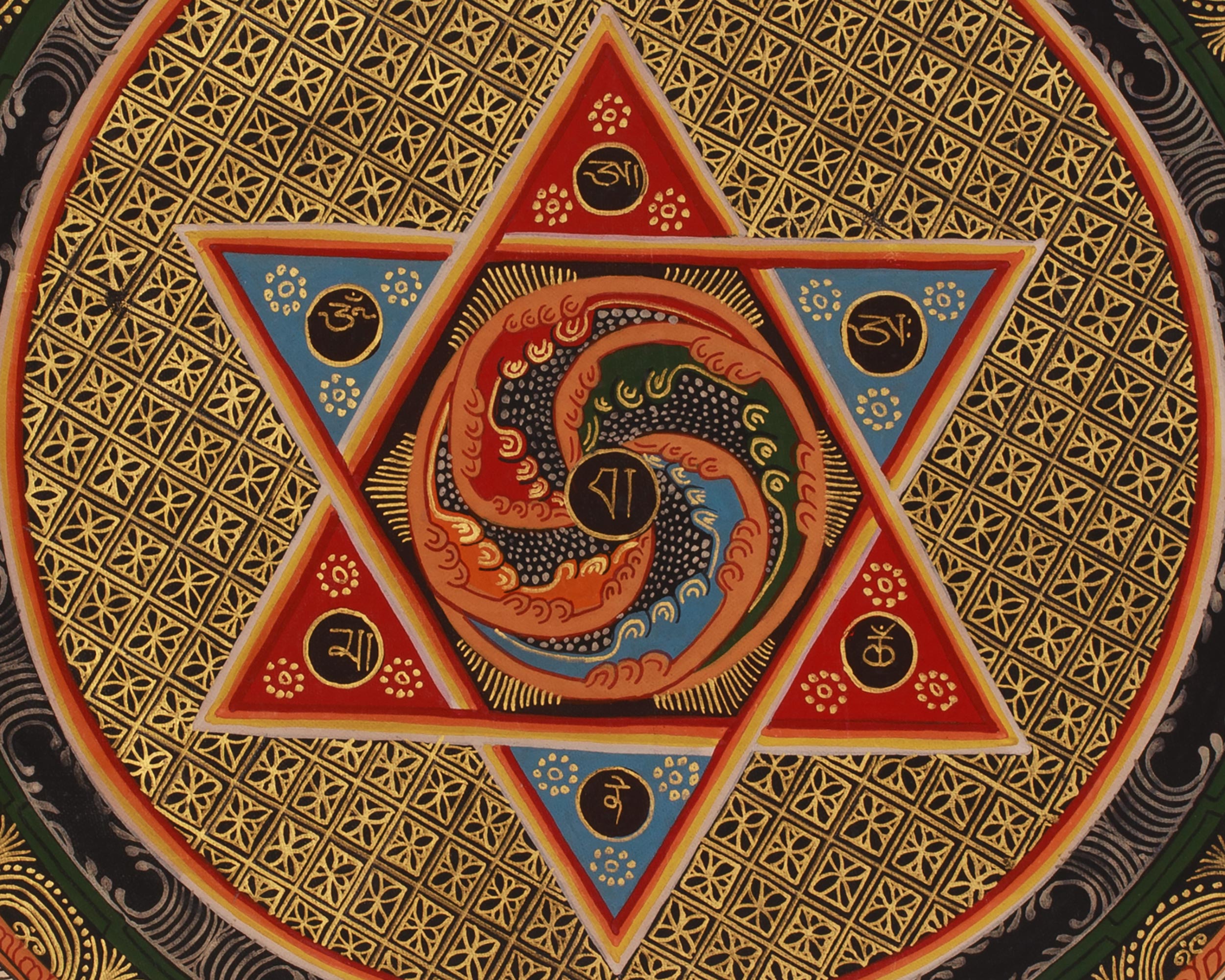 Tibetan Artwork of Mantra Mandala | Meditation Altar