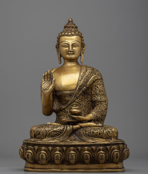 Brass Amoghasiddhi Buddha Statue | Traditionally Handcrafted Buddha Statue