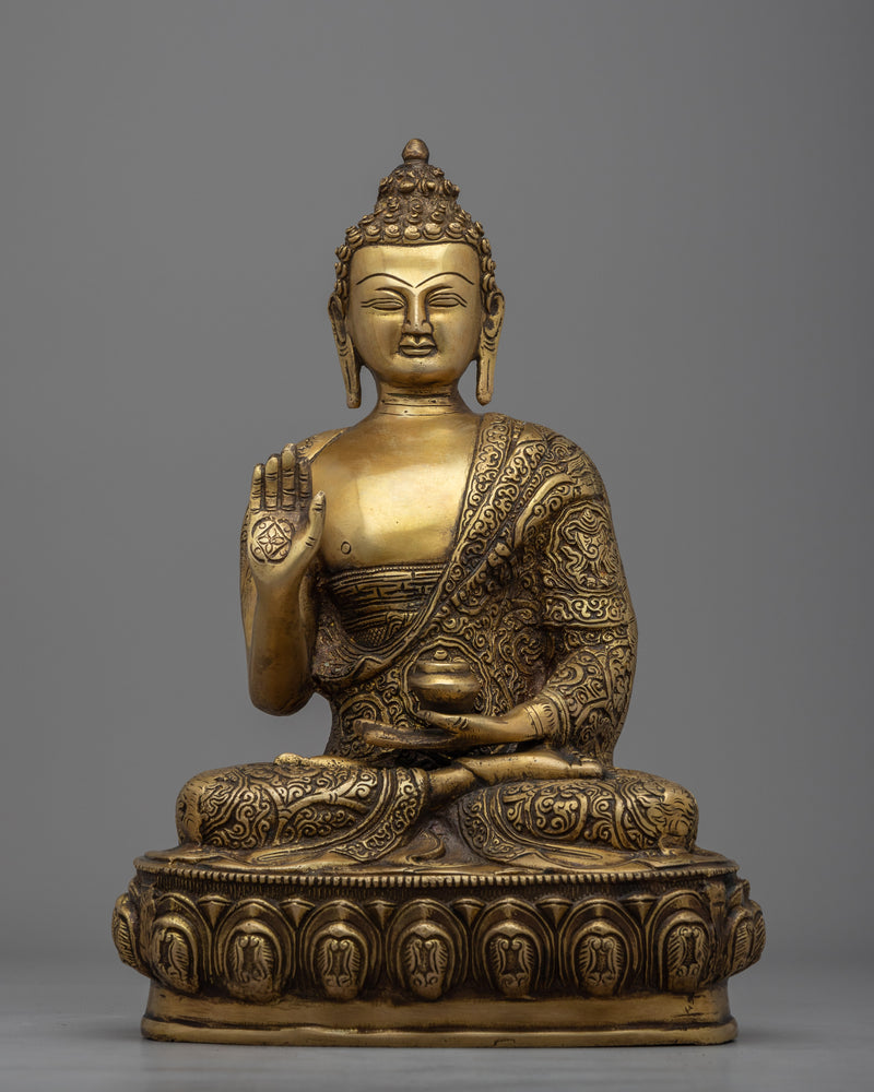 Brass Amoghasiddhi Buddha Statue | Traditionally Handcrafted Buddha Statue