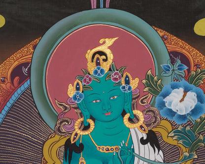 Green Tara Thangka Painting | Goddess of Compassion