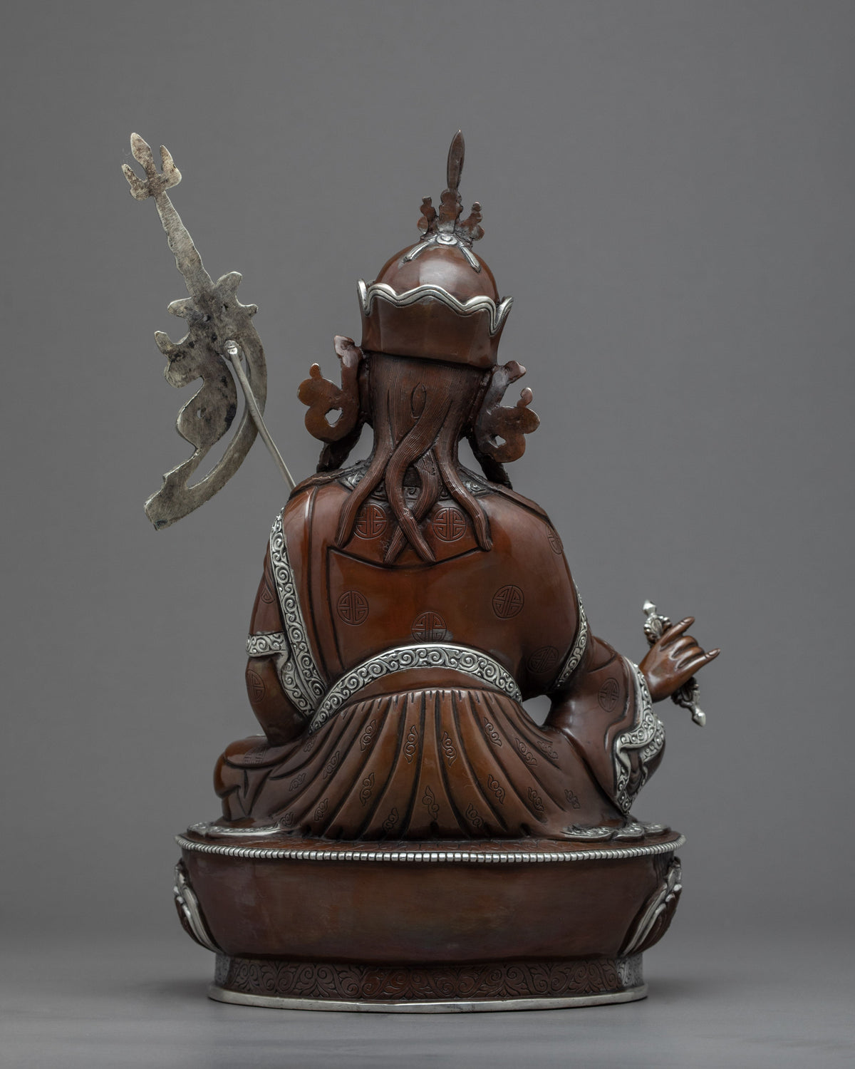 Buddha Guru Rinpoche Statue | Traditional Tibetan Art Plated with Silver