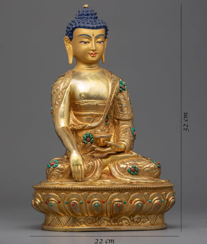 Tibetan Shakyamuni Buddha Statue | Gold-Gilded Statue For Meditation