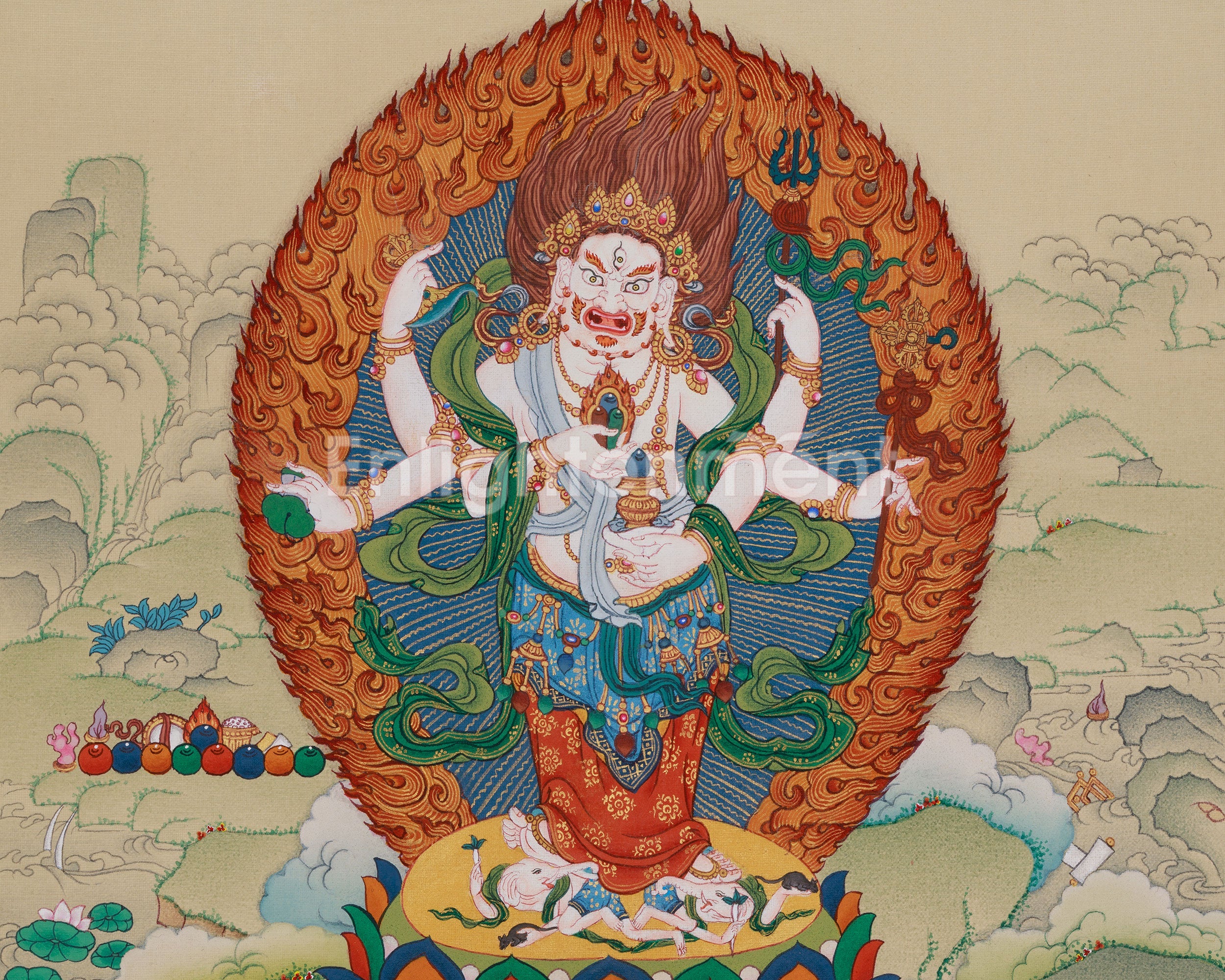 Protector Deity White Mahakala Thangka | Vajradharma Artwork
