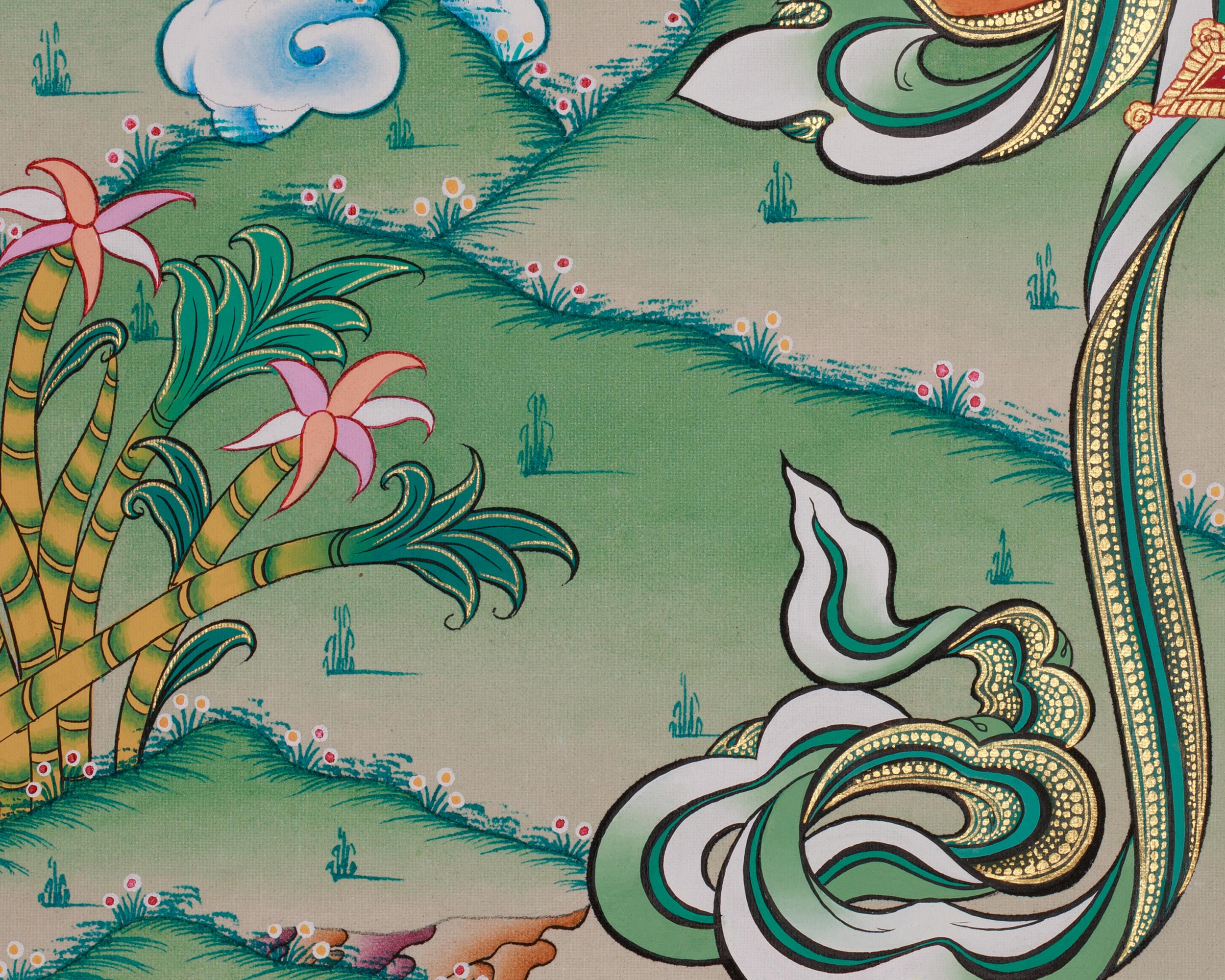 Standing Manjushri Thangka | Sacred Himalayan Wisdom Deity
