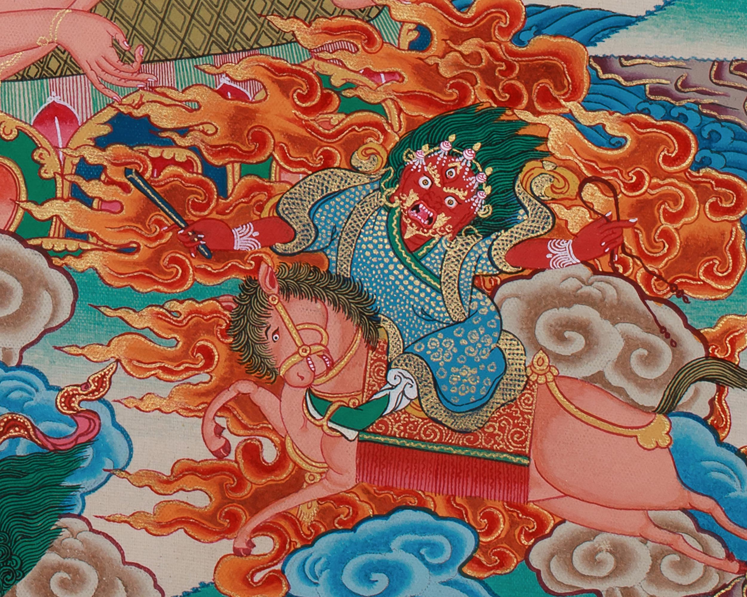 4-Armed Mahakala Painting | Fierce Protector Deity of Wisdom and Power