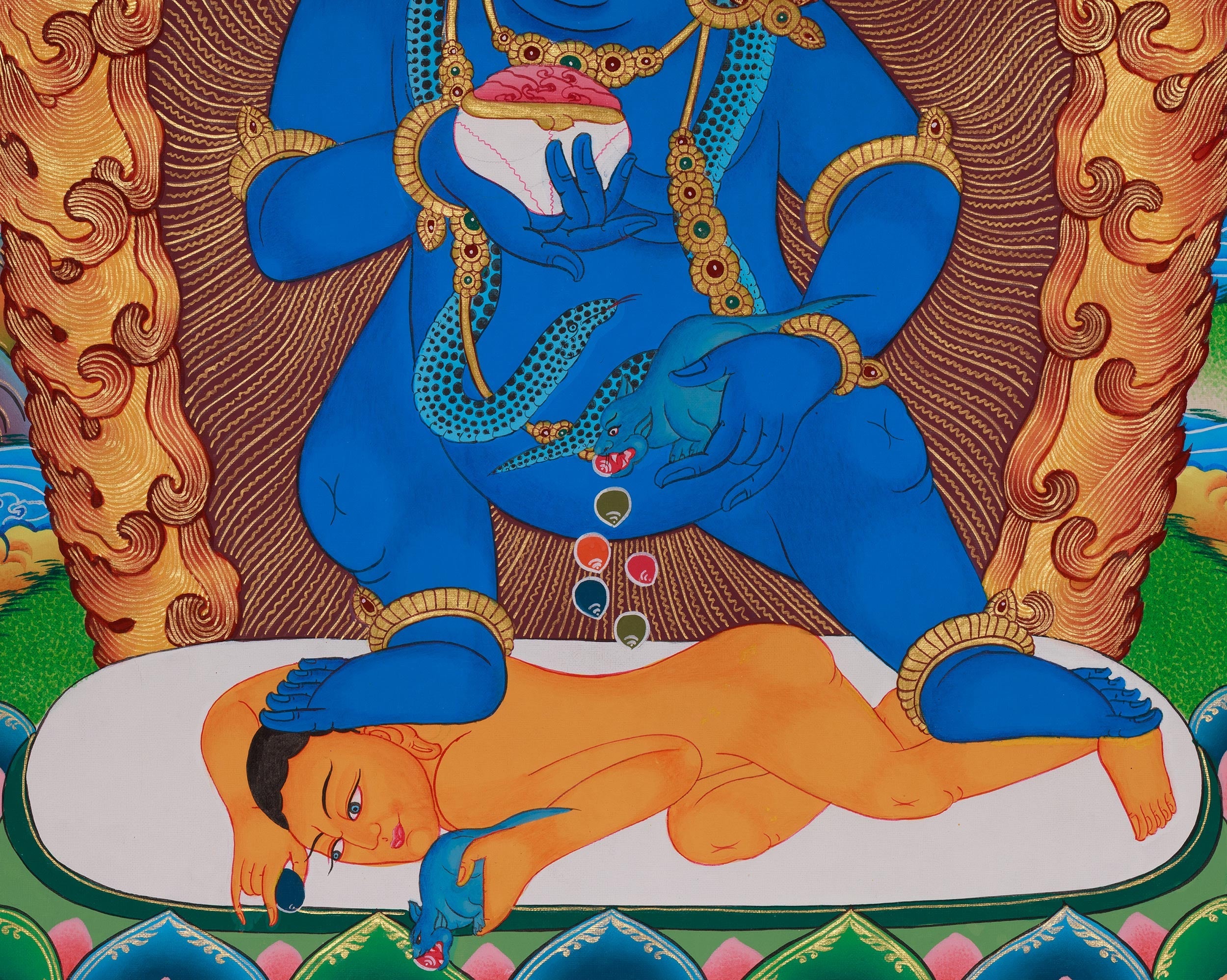 Traditional Thangka of Black Dzambhala | Dispeller of Obstacles and Bestower of Abundance