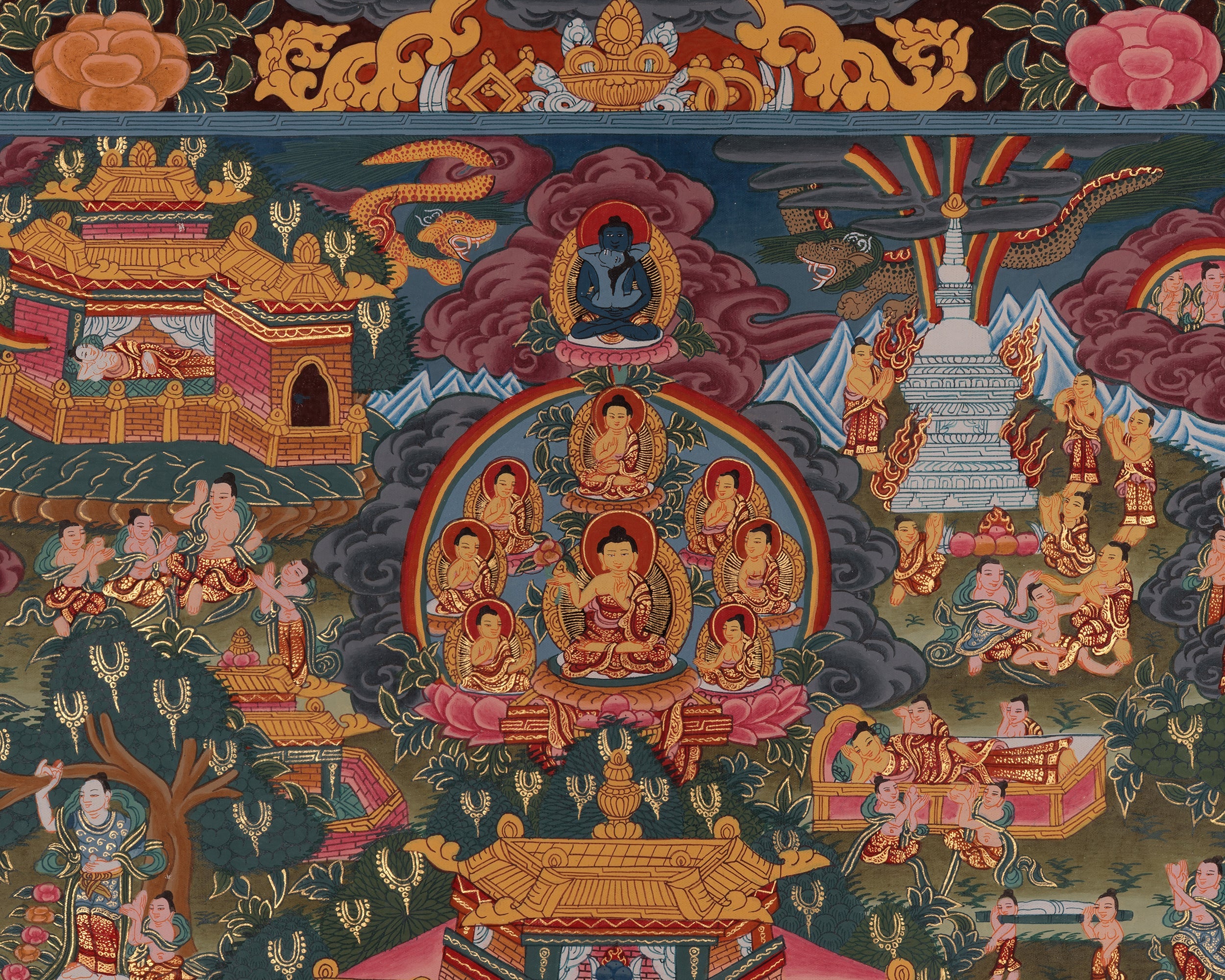 Sacred Buddha Life Story Artwork | Traditional Journey of Shakyamuni Buddha’s Enlightenment