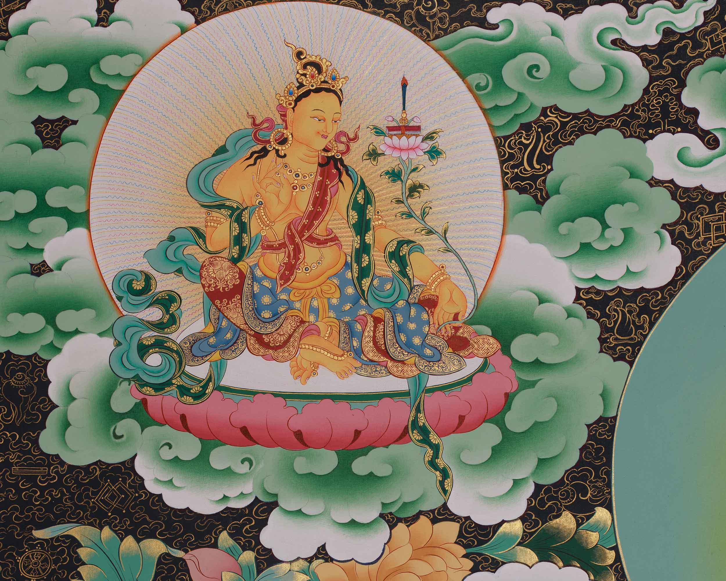 Divine Standing Chenrezig Thangka | Embodiment of Compassion