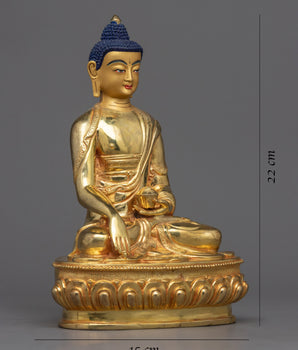 8.6" Shakyamuni Buddha Statue | 24k Gold Gilded Artwork