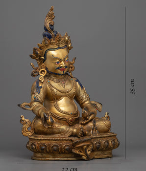 Dzambhala Wealth Deity | Antique Finish Statue Handmade in Nepal