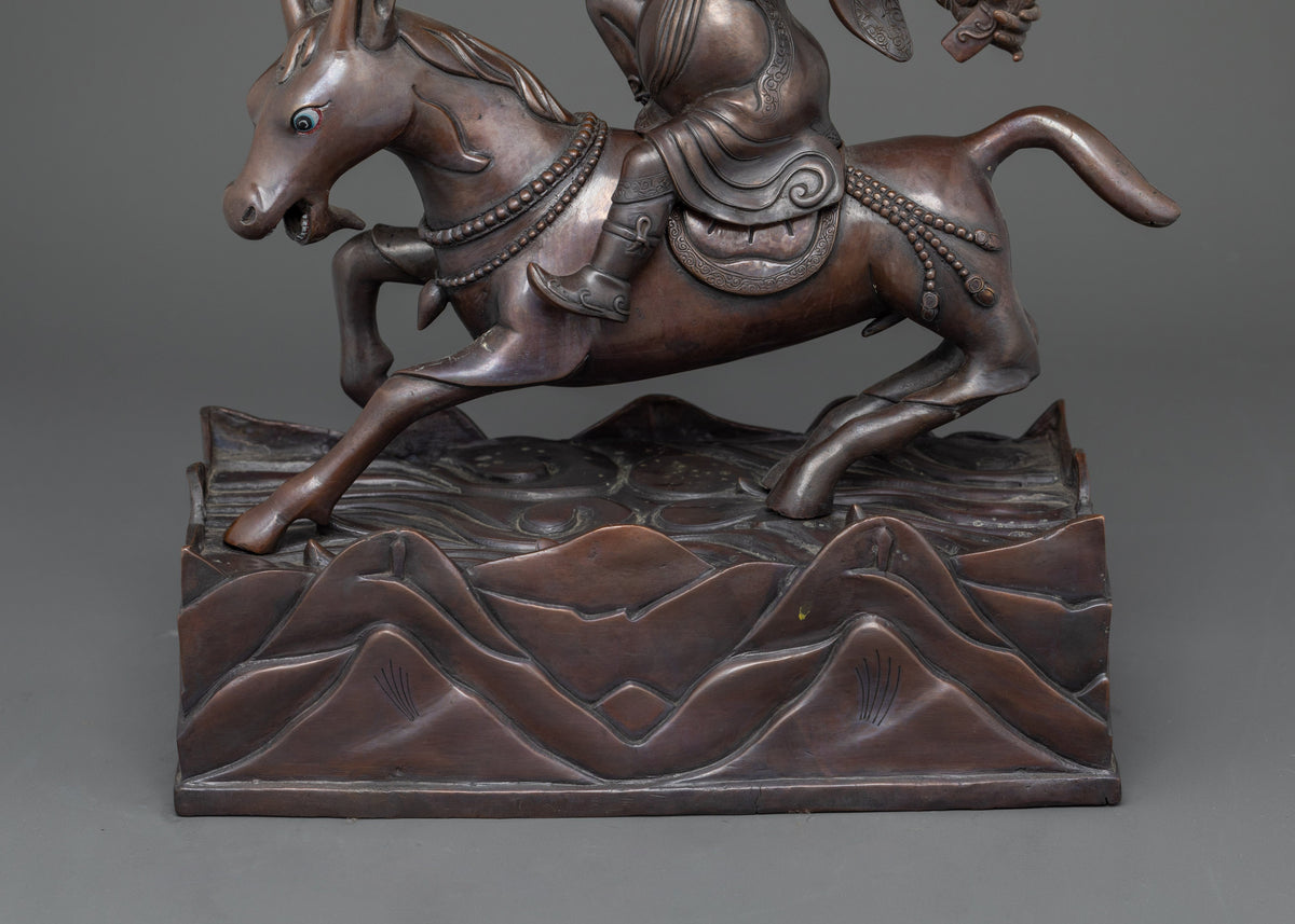 Damchen Garwa Nagpo Statue | Handcrafted Oxidized Copper Deity