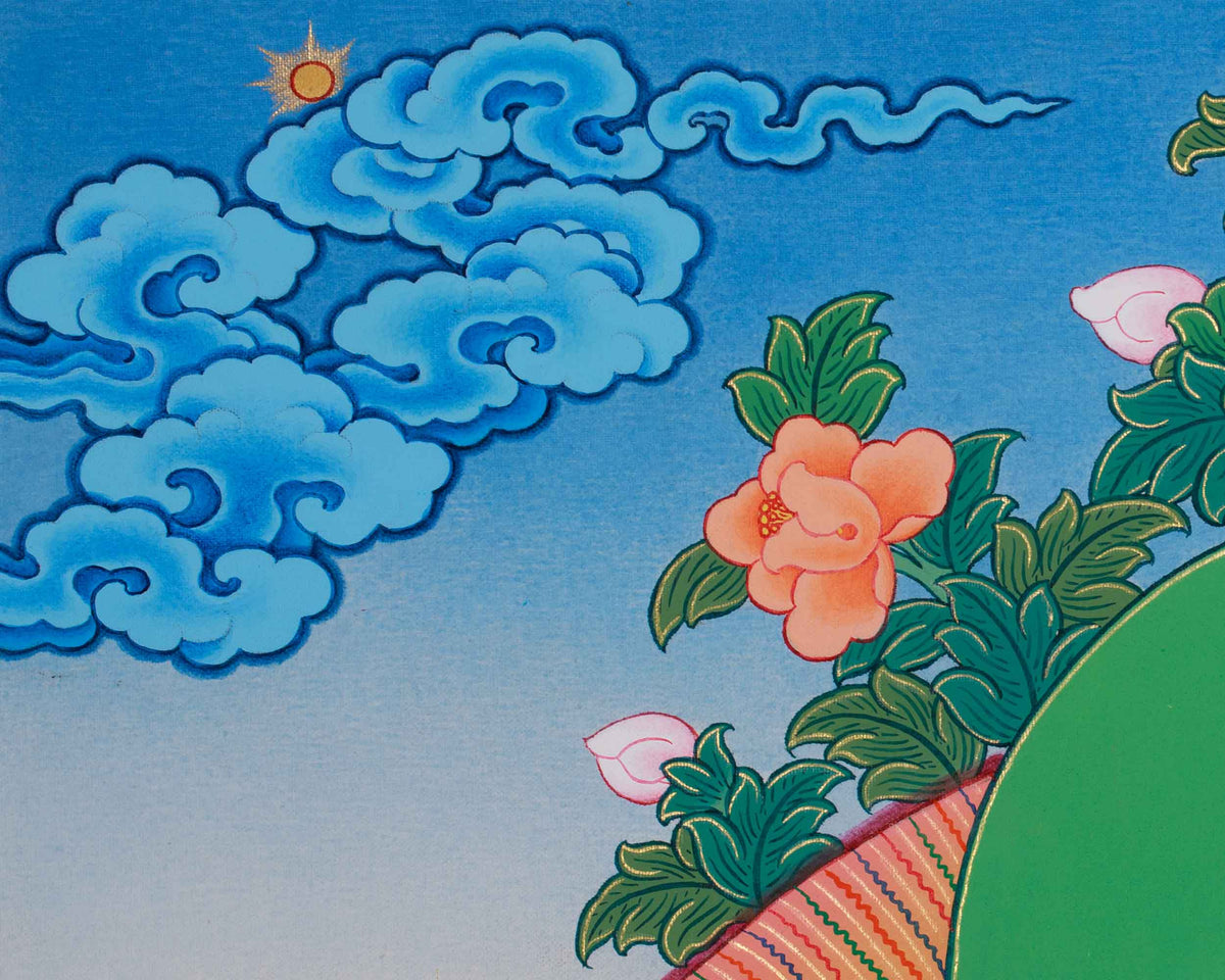Hand-Painted Buddha Amitayus Thangka | Buddha of Long Life and Eternal Blessings