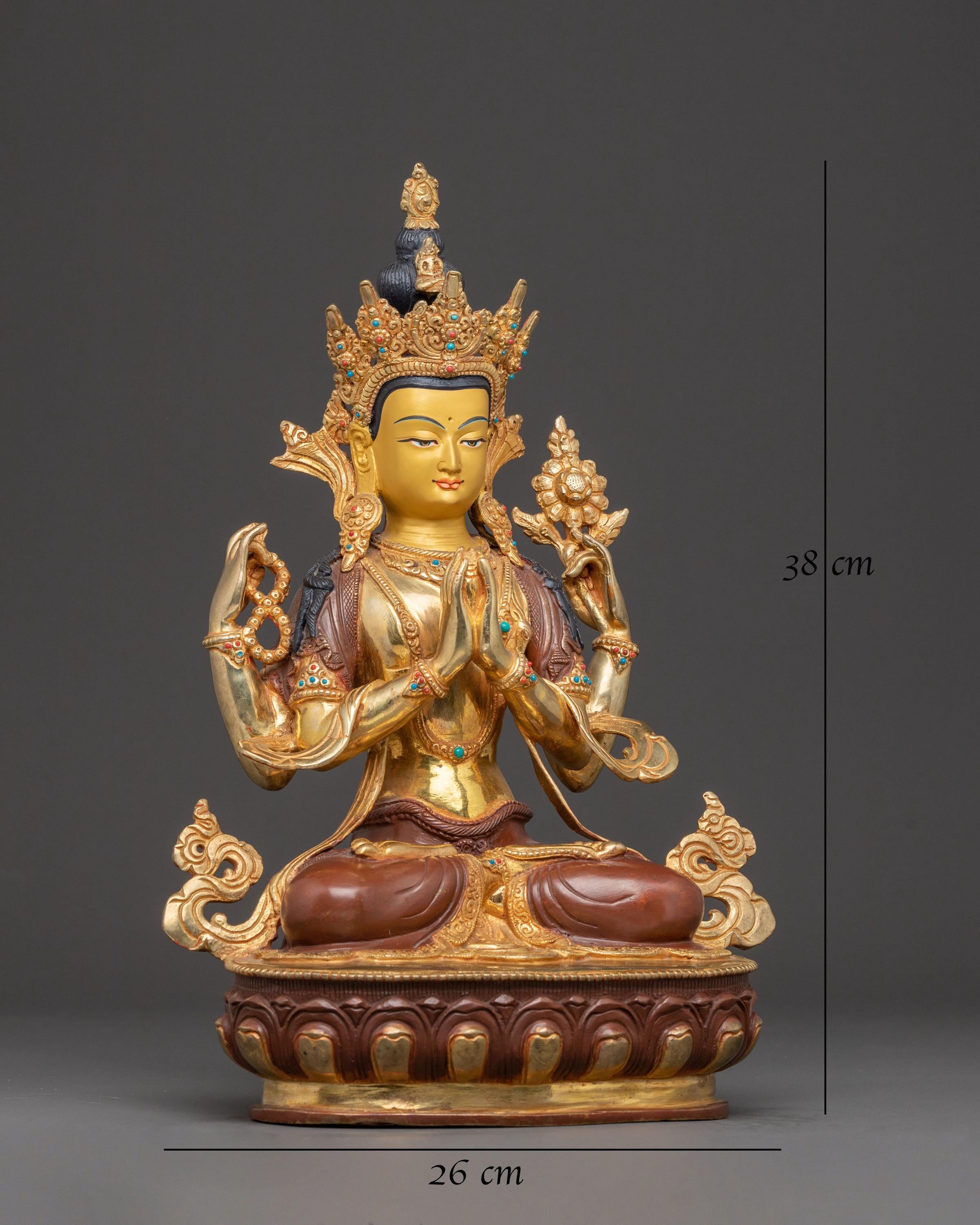 Handmade Bodhisattva Avalokiteshvara Copper Statue | Buddhist Bodhisattva Art