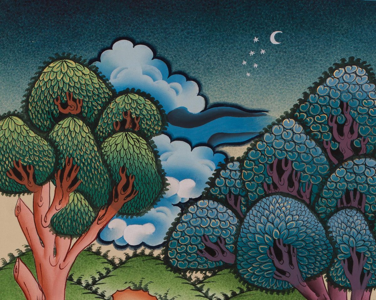 Divine Buddha Parinirvana Thangka | Enlightenment and Spiritual Liberation