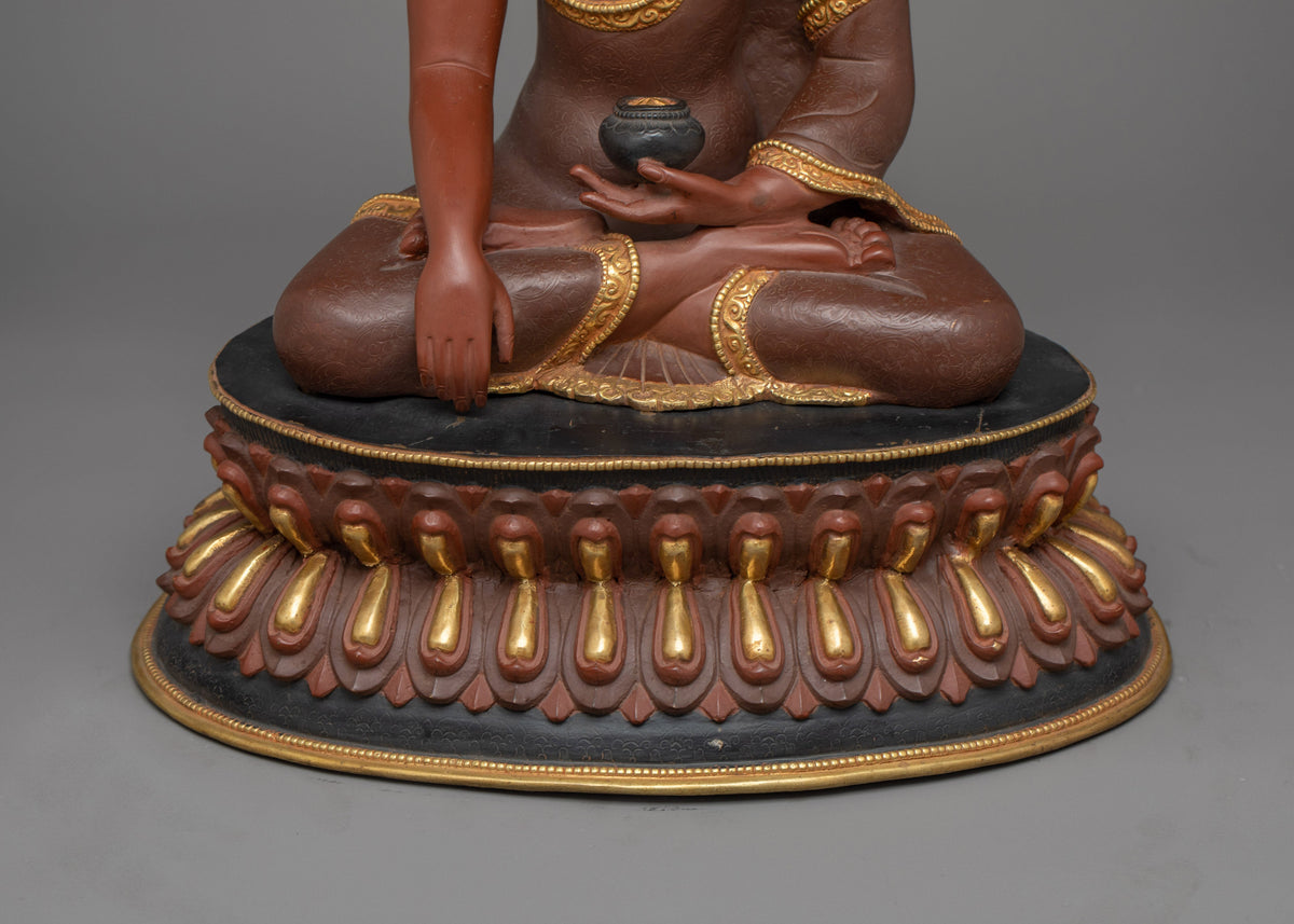 Shakyamuni Buddha Reddish Colored Statue | Embodiment of Tranquility and Enlightenment