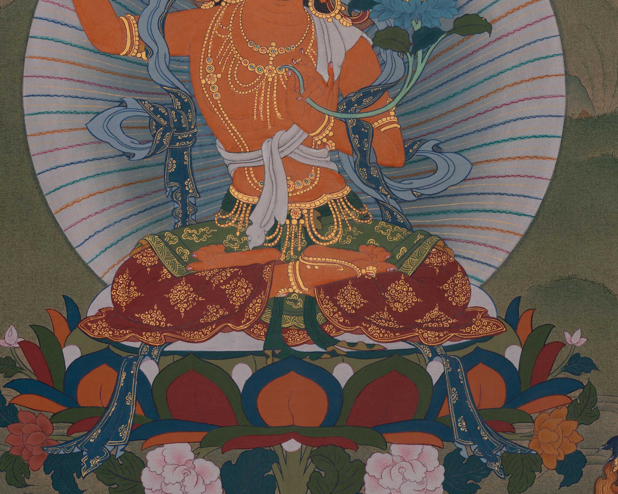 Manjushri With Chenrezig And Vajrapani Art | Wisdom, Compassion, And Power