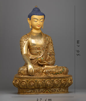 Buddha Shakyamuni Sculpture | Gold Gilded Traditional Buddhist Artwork
