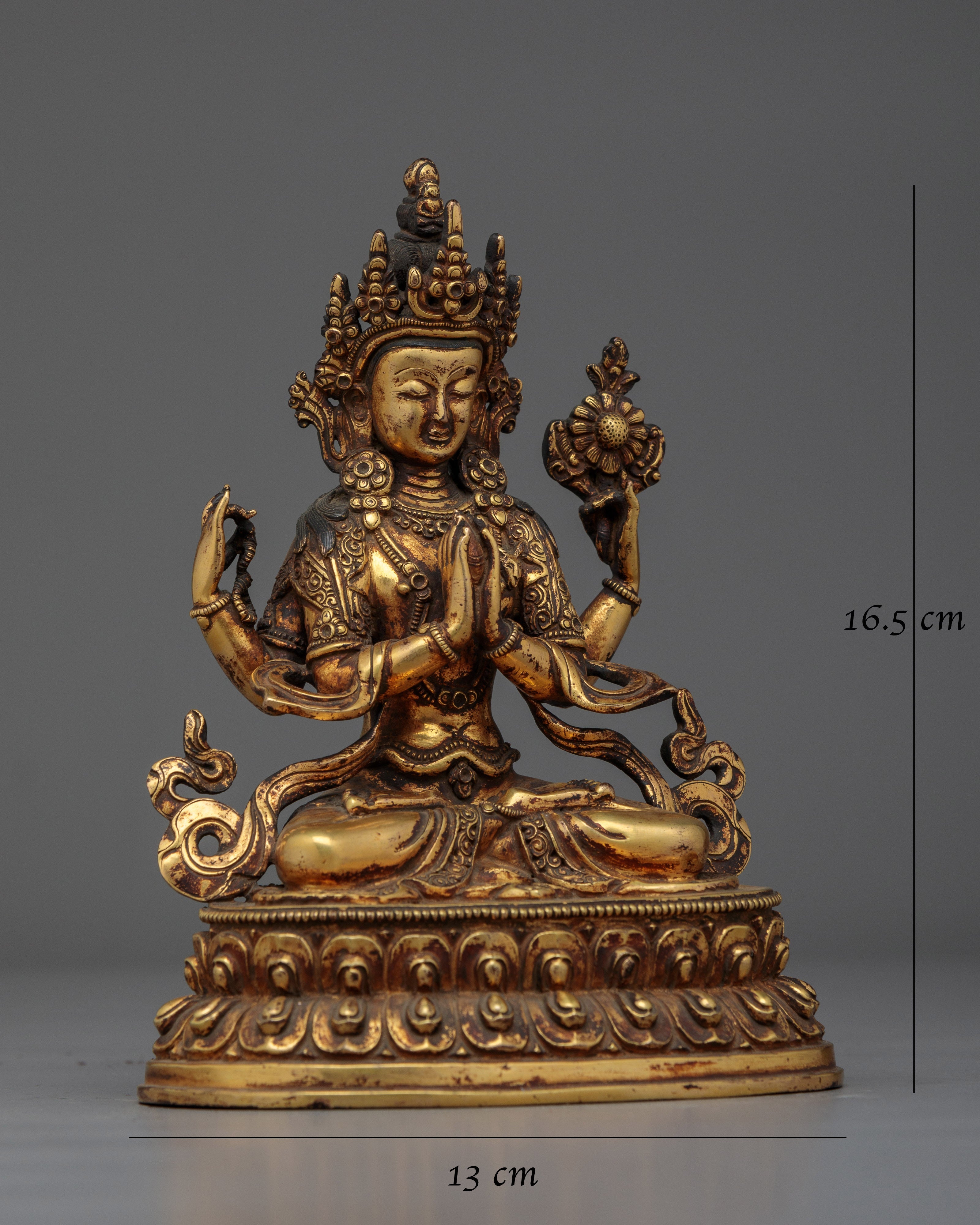 Chenrezig Antique Handmade Statue | Emblem of Compassion and Serenity