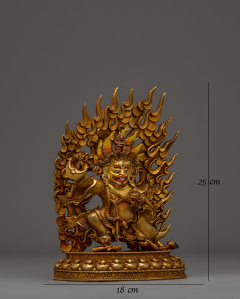 Mahakala Bernagchen Statue in 24K Gold