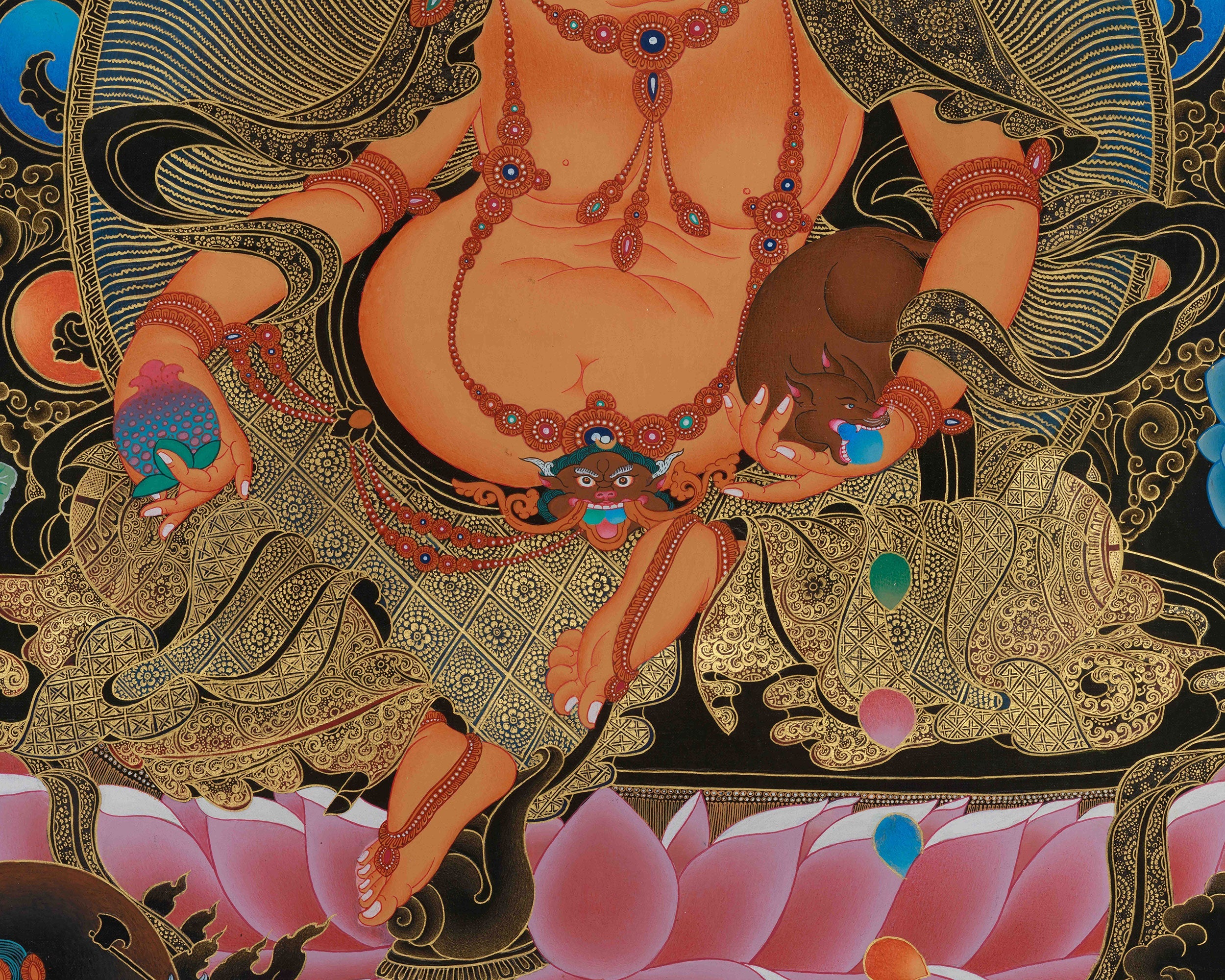 Wealth Deity, Dzambhala Thangka Print | Giclee Canvas Art of Prosperity and Protection