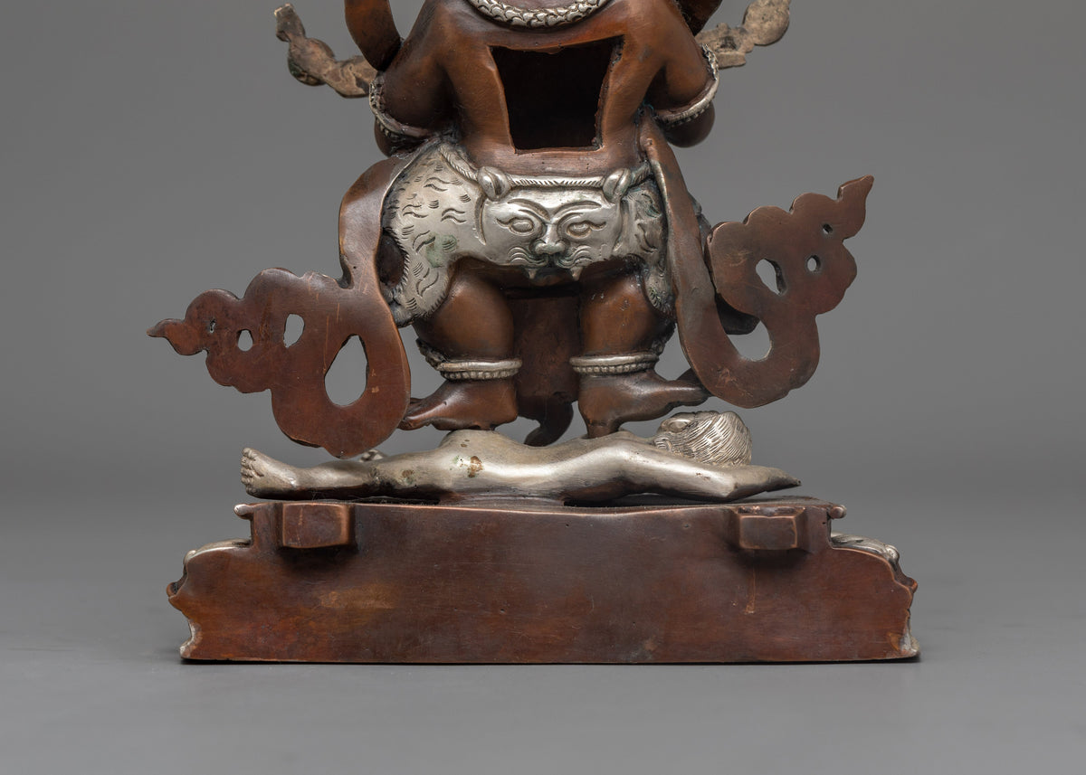 Hand-Carved Protector Deity Sakya Mahakala Statue | Sacred Mahakala