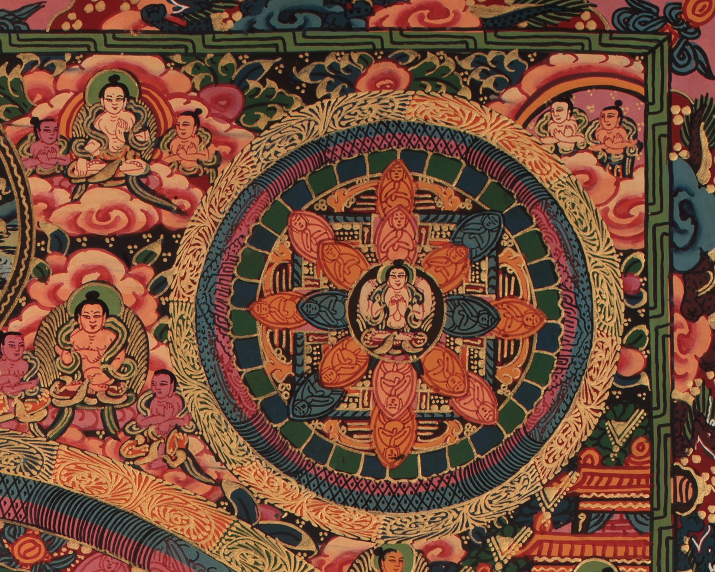 Buddha Mandala Hand Painted Art | Himalayan Artwork of Enlightenment and Spiritual Harmony