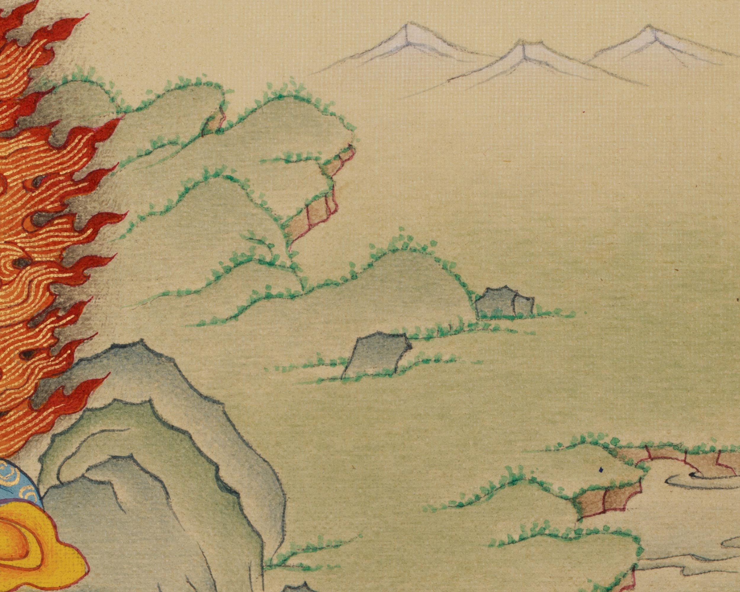 Achi Chokyi Drolma with Jigten Sumgon Thangka | The Protector Deity and Revered Teacher